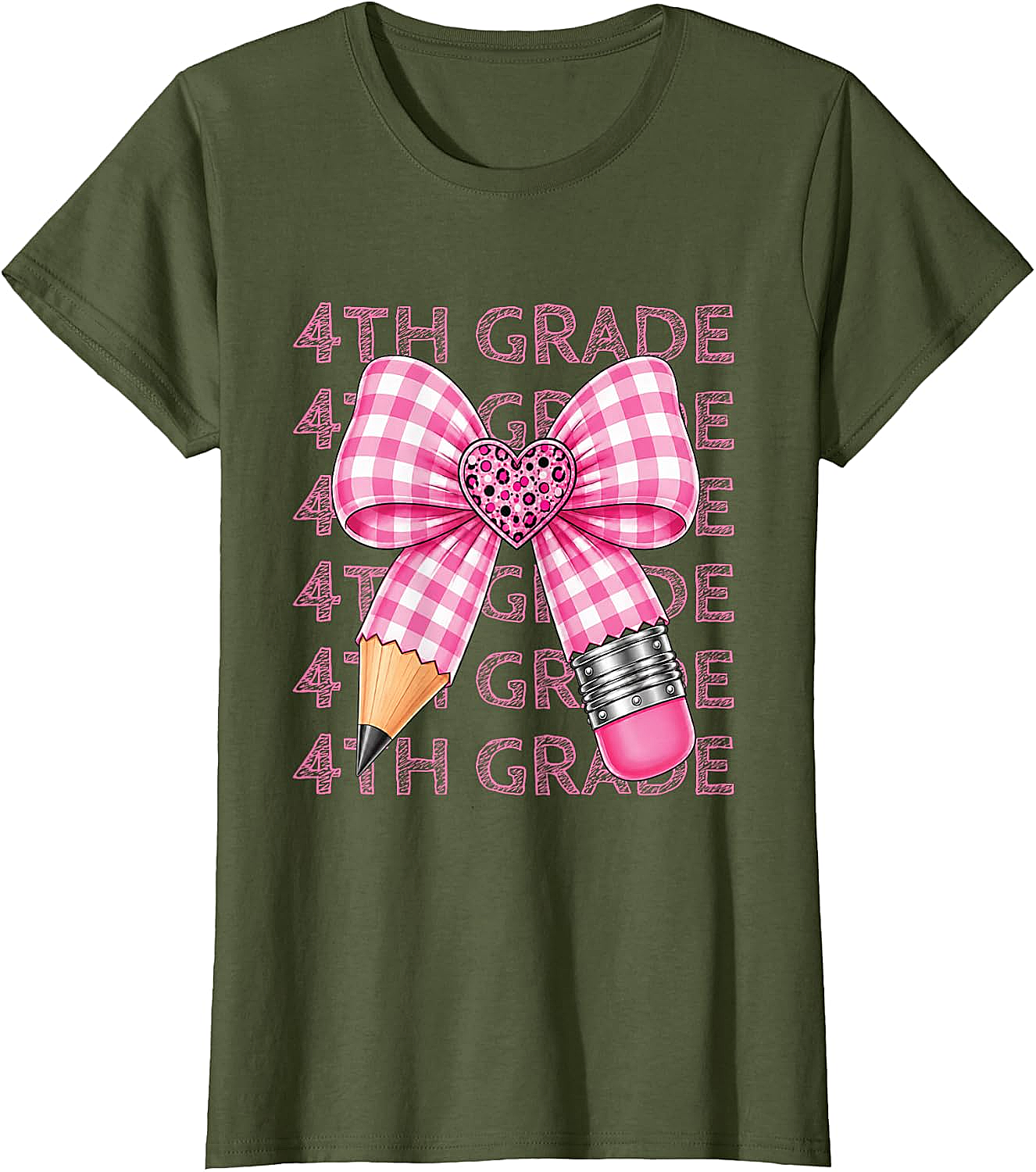  4th Grade Pink Bow Pencil Back to School T-Shirt