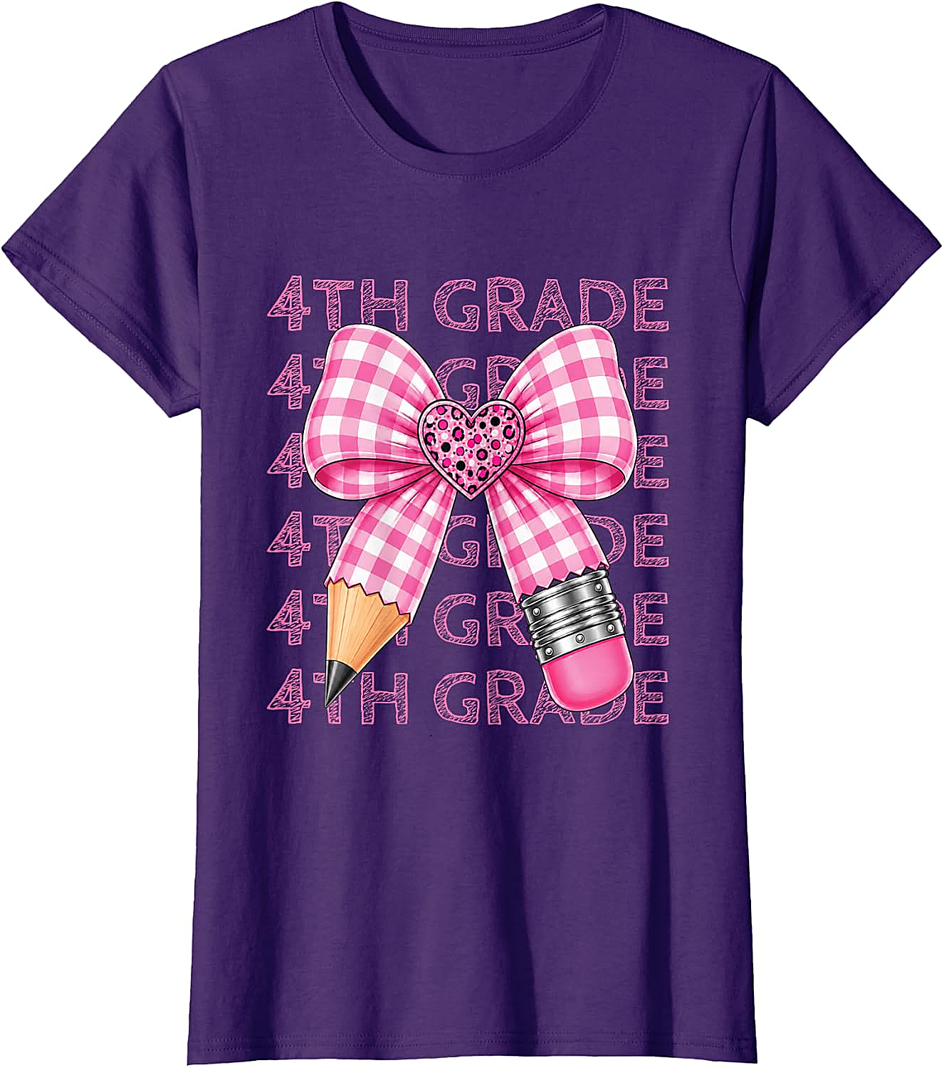  4th Grade Pink Bow Pencil Back to School T-Shirt
