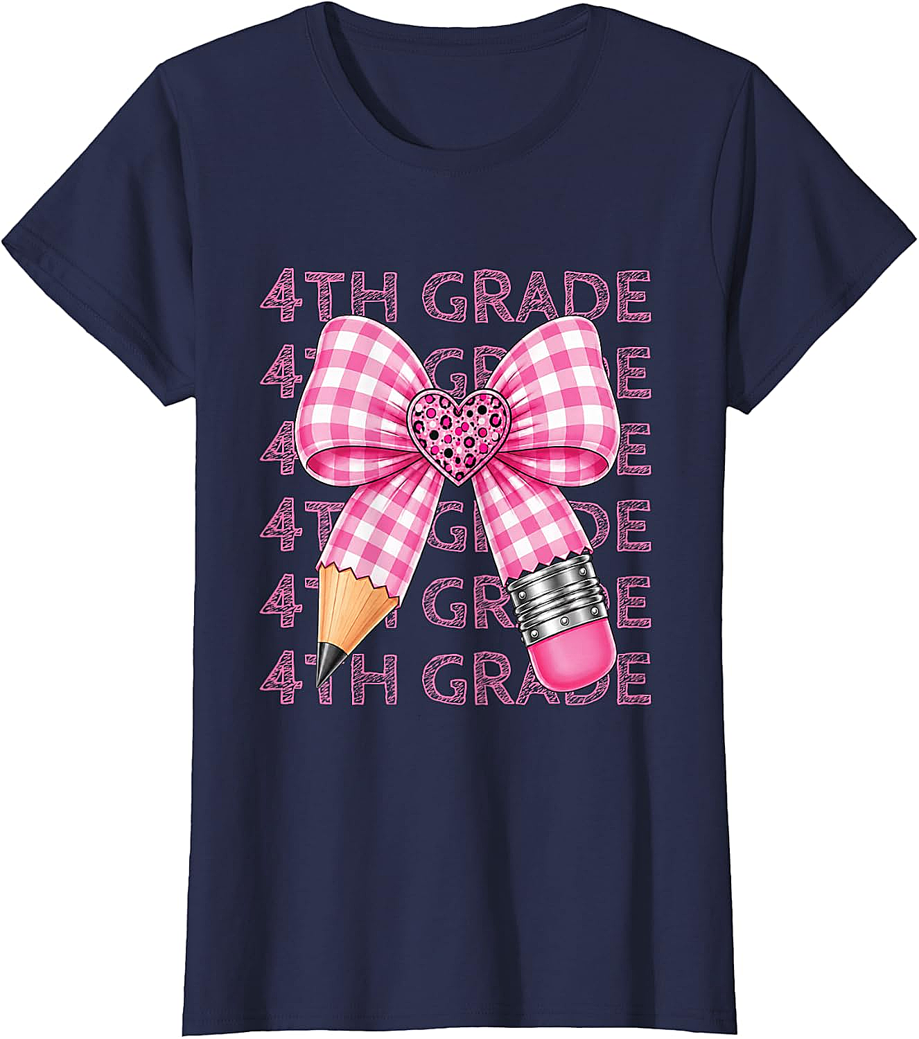  4th Grade Pink Bow Pencil Back to School T-Shirt