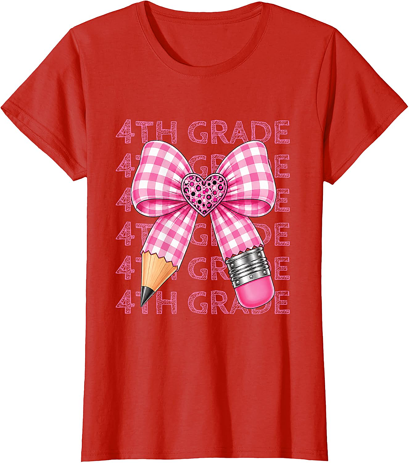  4th Grade Pink Bow Pencil Back to School T-Shirt