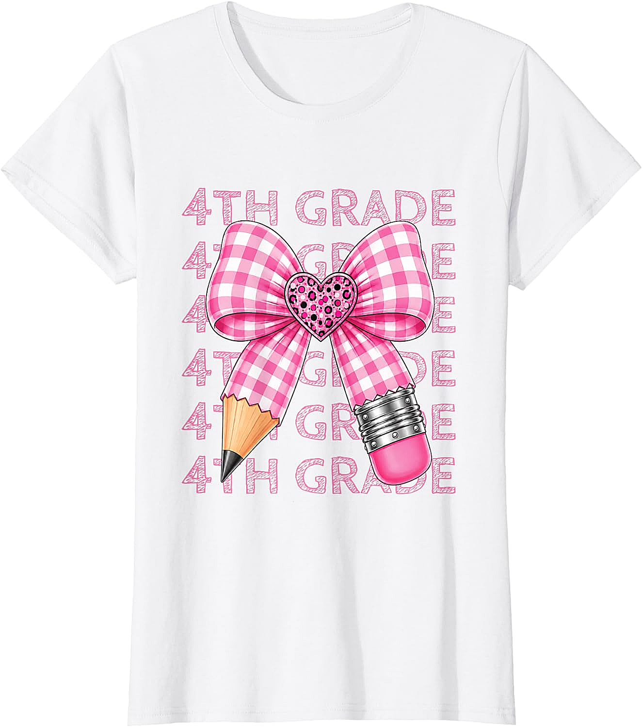  4th Grade Pink Bow Pencil Back to School T-Shirt