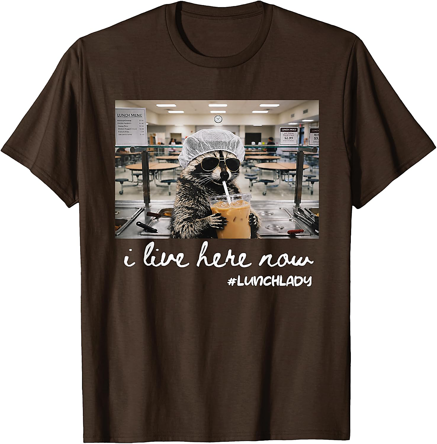 Raccoon Lunch Lady T-Shirt | Funny Back to School Tee
