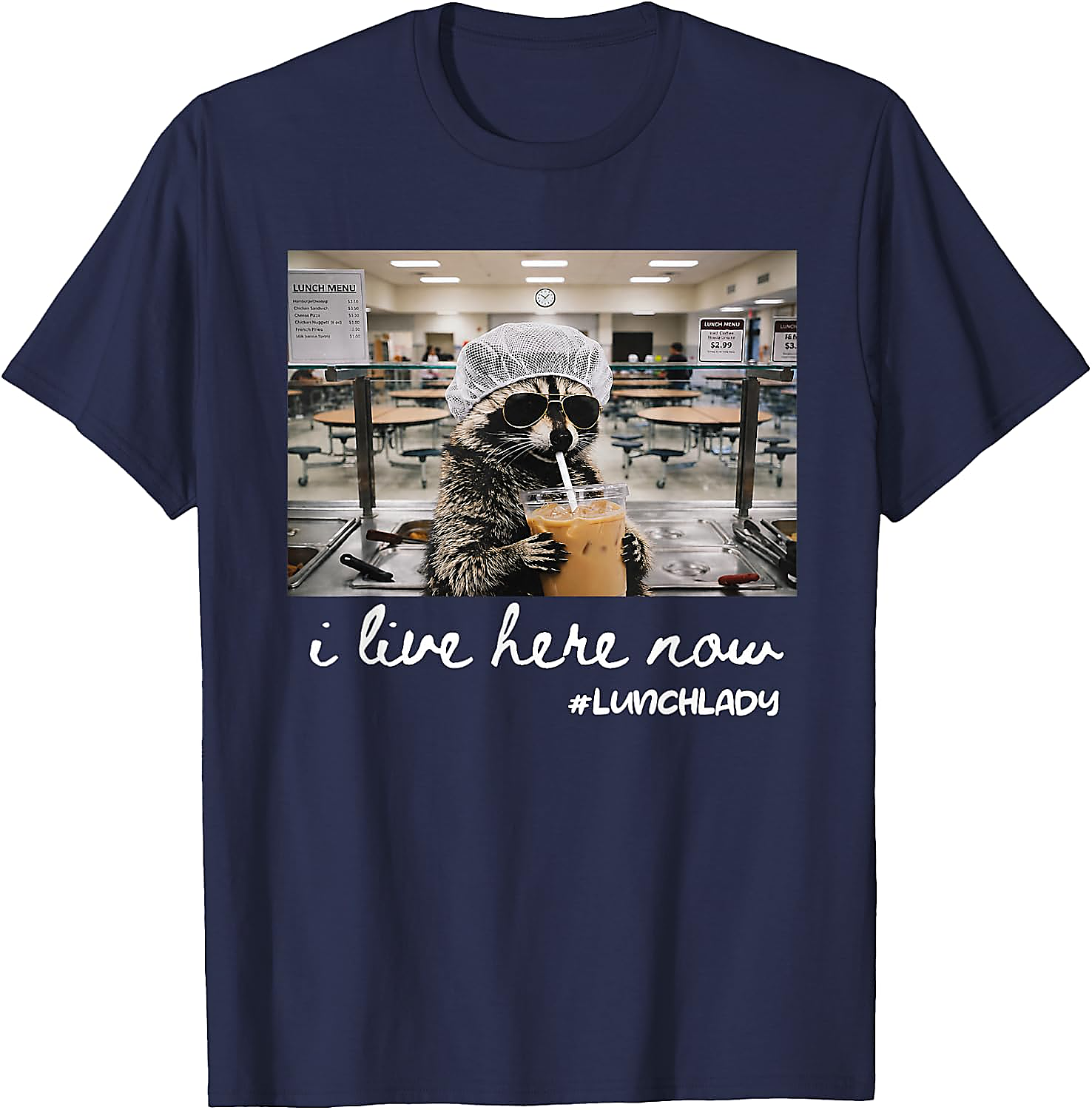 Raccoon Lunch Lady T-Shirt | Funny Back to School Tee