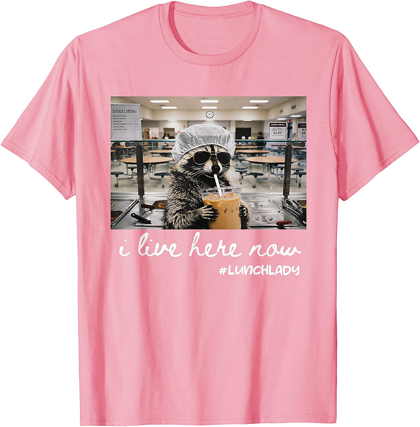 Raccoon Lunch Lady T-Shirt | Funny Back to School Tee