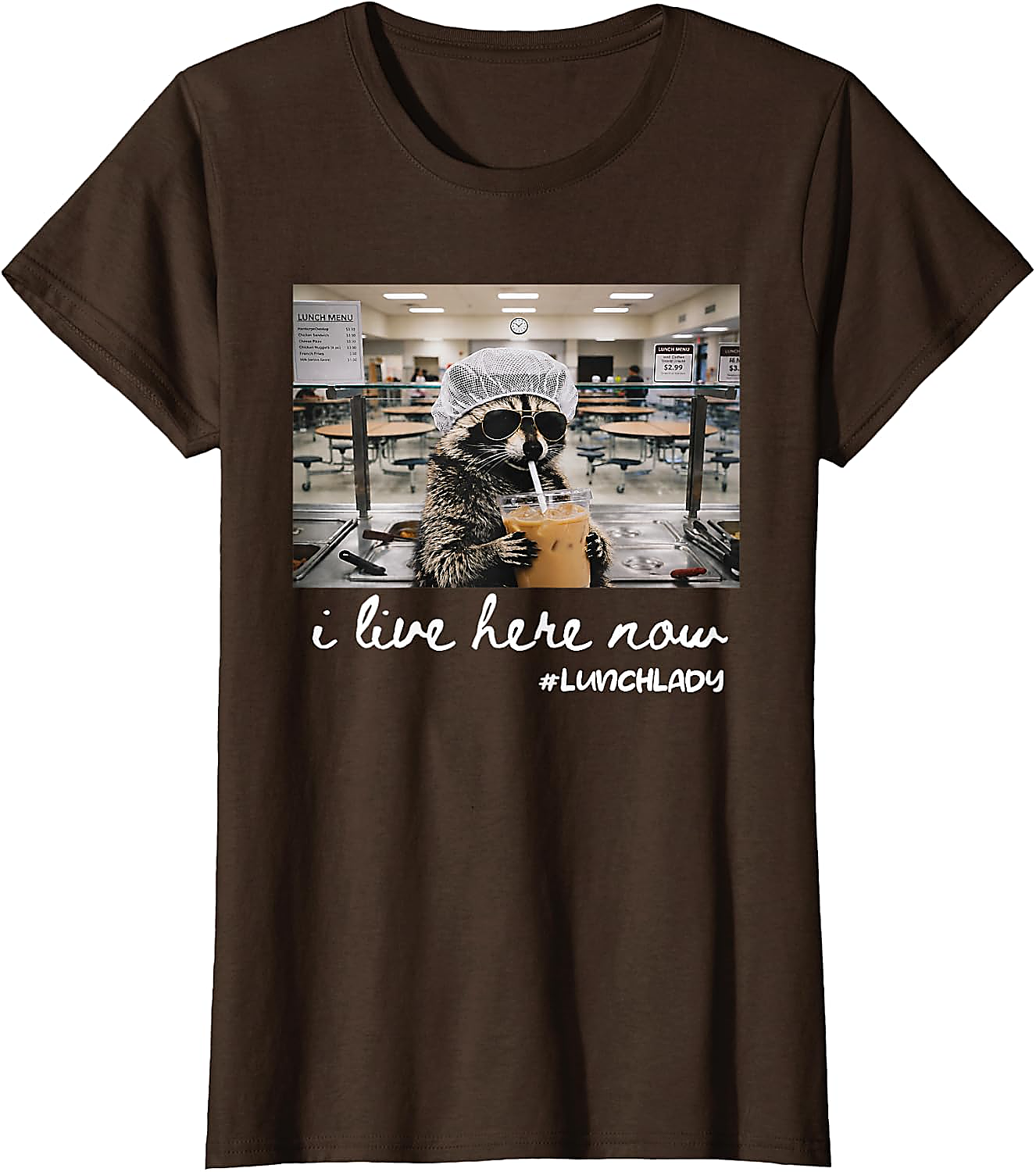 Raccoon Lunch Lady T-Shirt | Funny Back to School Tee