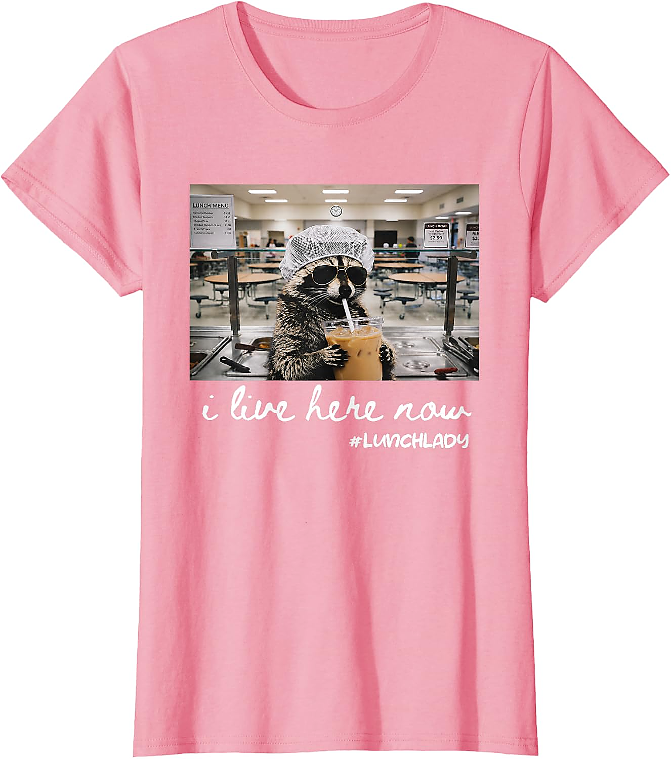 Raccoon Lunch Lady T-Shirt | Funny Back to School Tee