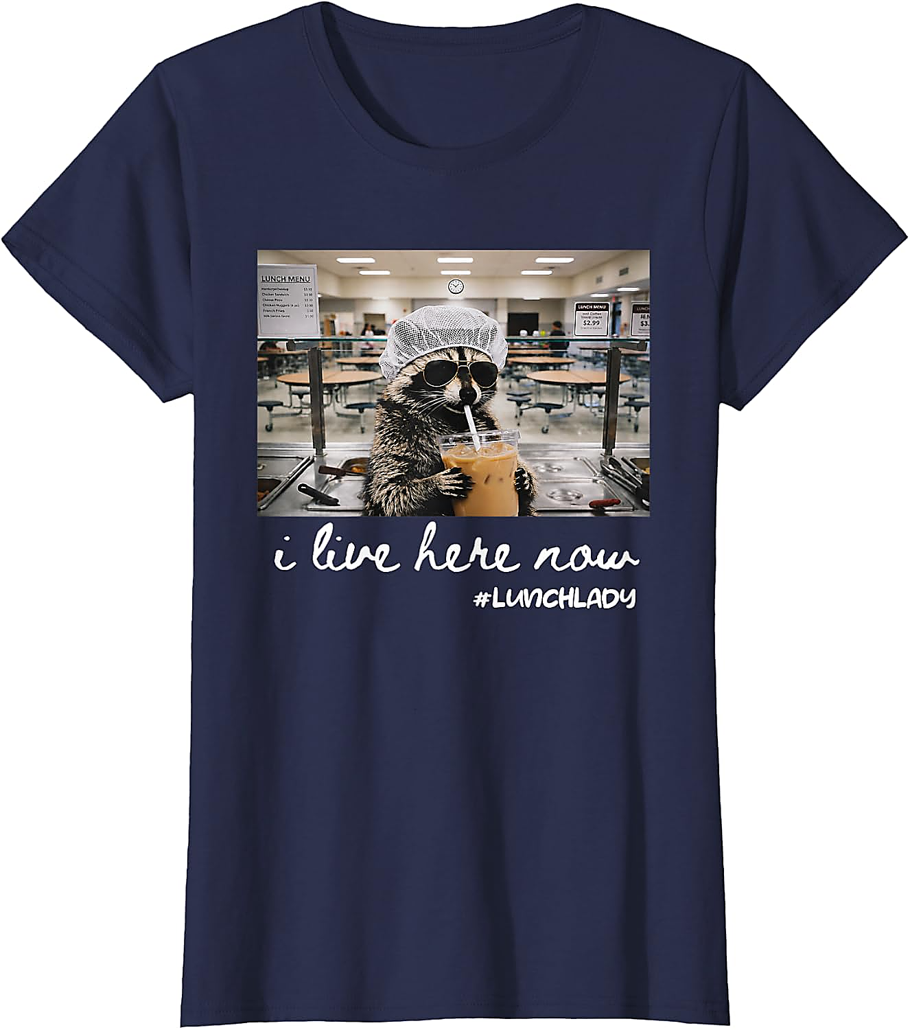 Raccoon Lunch Lady T-Shirt | Funny Back to School Tee