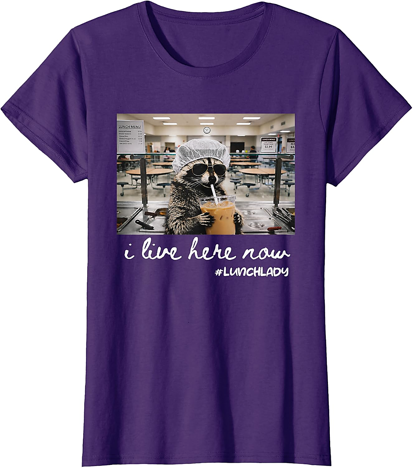 Raccoon Lunch Lady T-Shirt | Funny Back to School Tee
