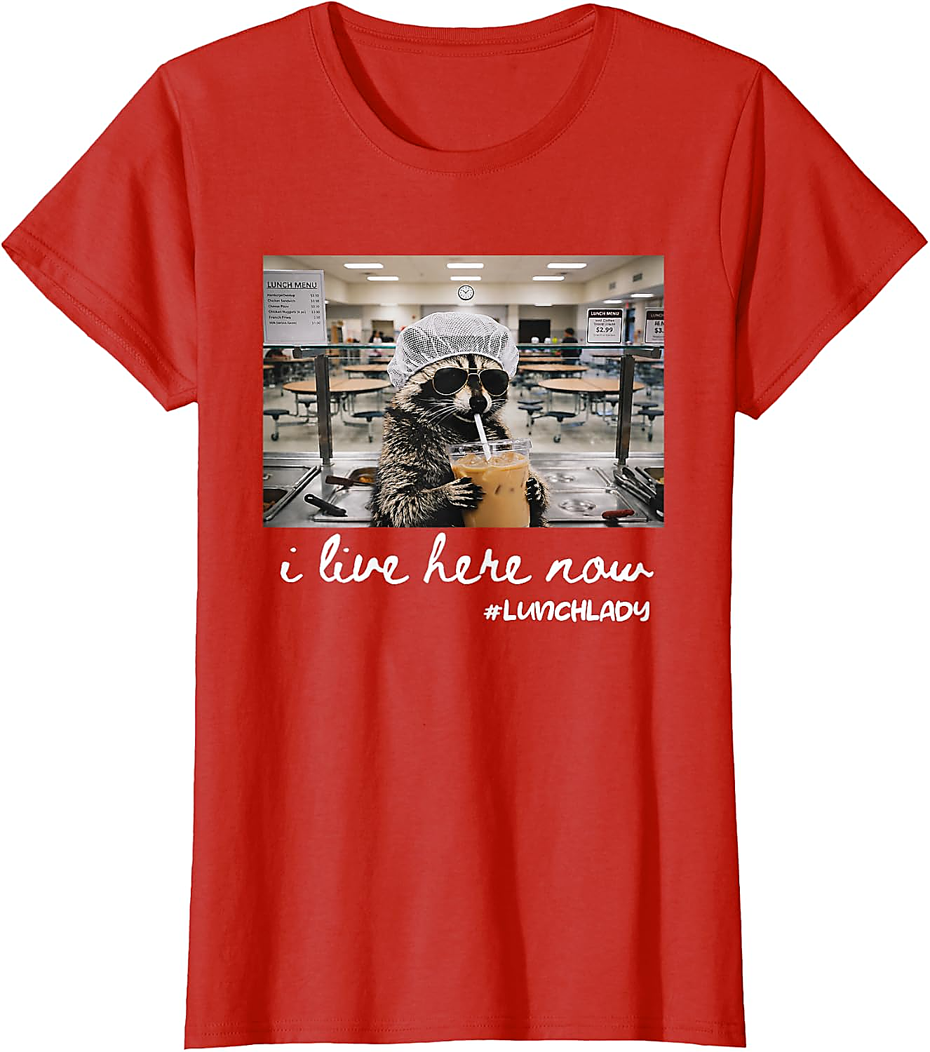 Raccoon Lunch Lady T-Shirt | Funny Back to School Tee