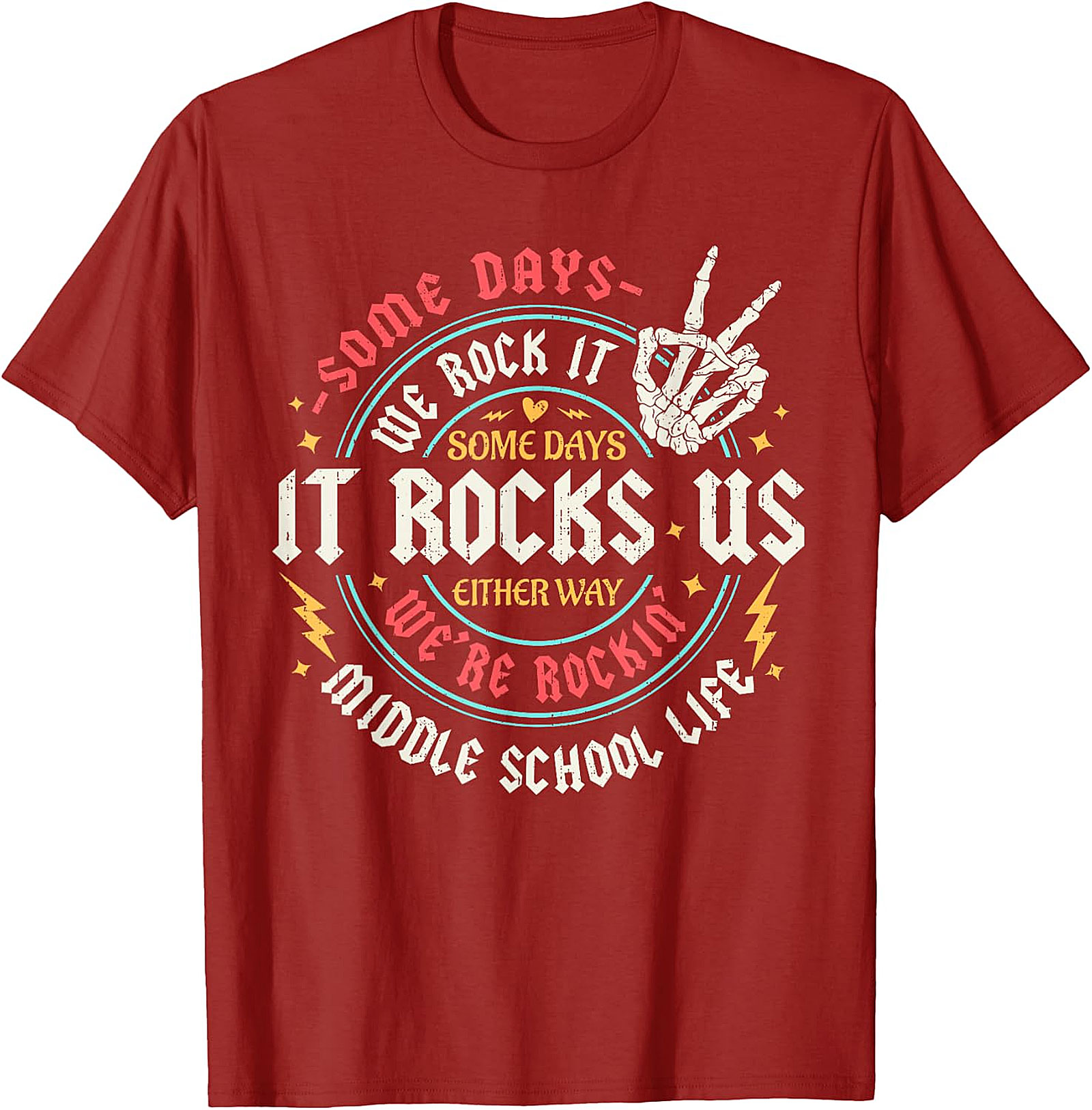 Middle School Life Rockin' Tee | Vintage Skeleton Hand