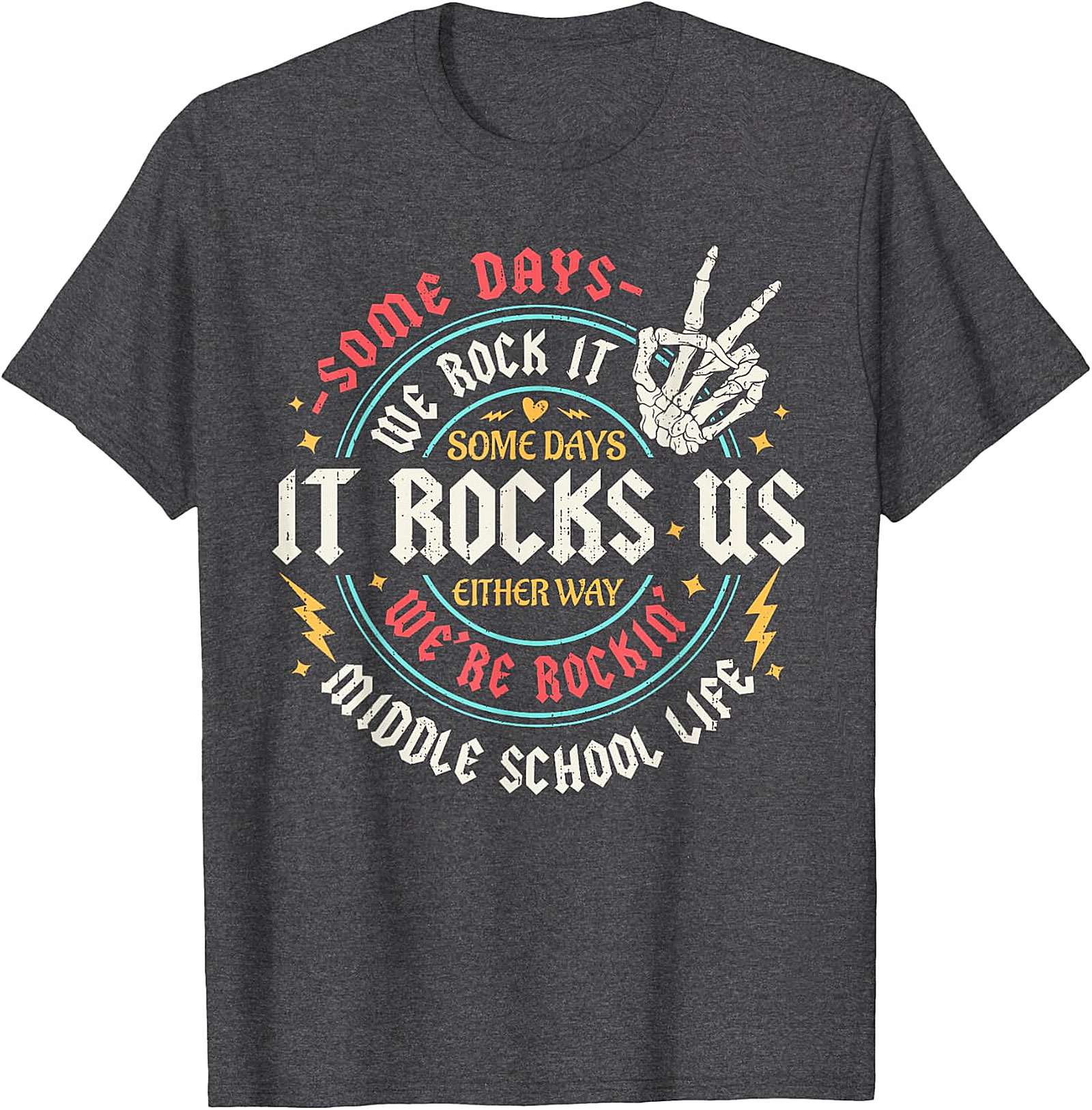 Middle School Life Rockin' Tee | Vintage Skeleton Hand