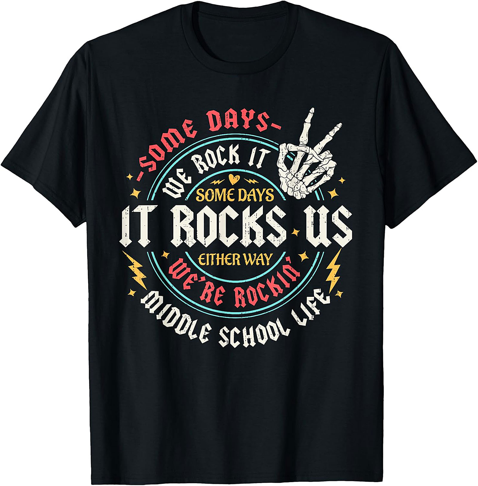 Middle School Life Rockin' Tee | Vintage Skeleton Hand