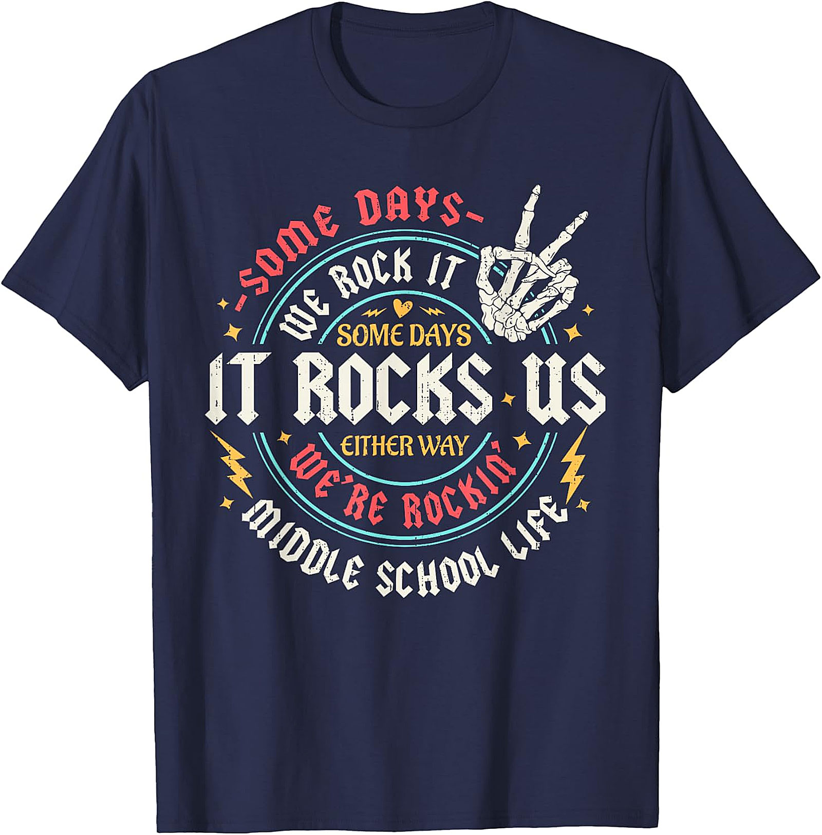 Middle School Life Rockin' Tee | Vintage Skeleton Hand