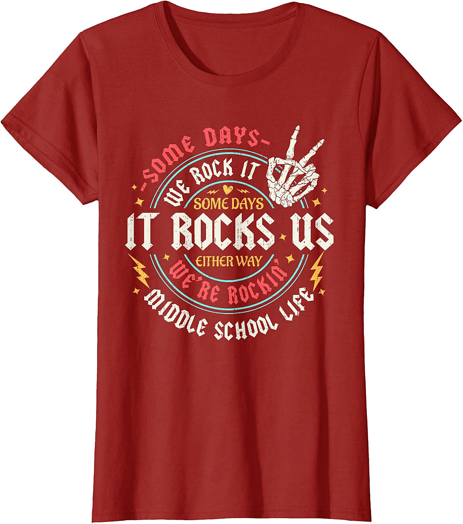 Middle School Life Rockin' Tee | Vintage Skeleton Hand