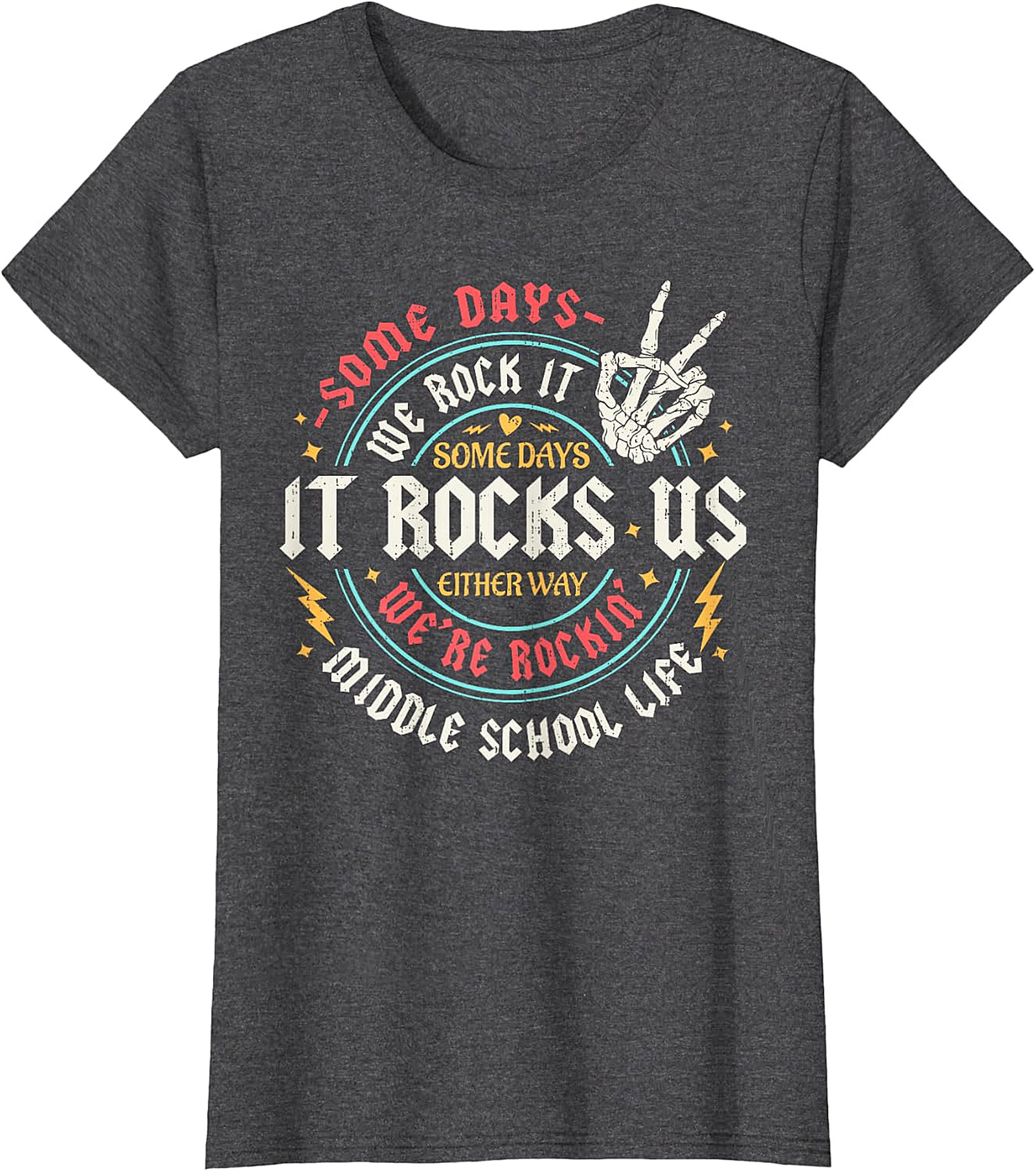 Middle School Life Rockin' Tee | Vintage Skeleton Hand