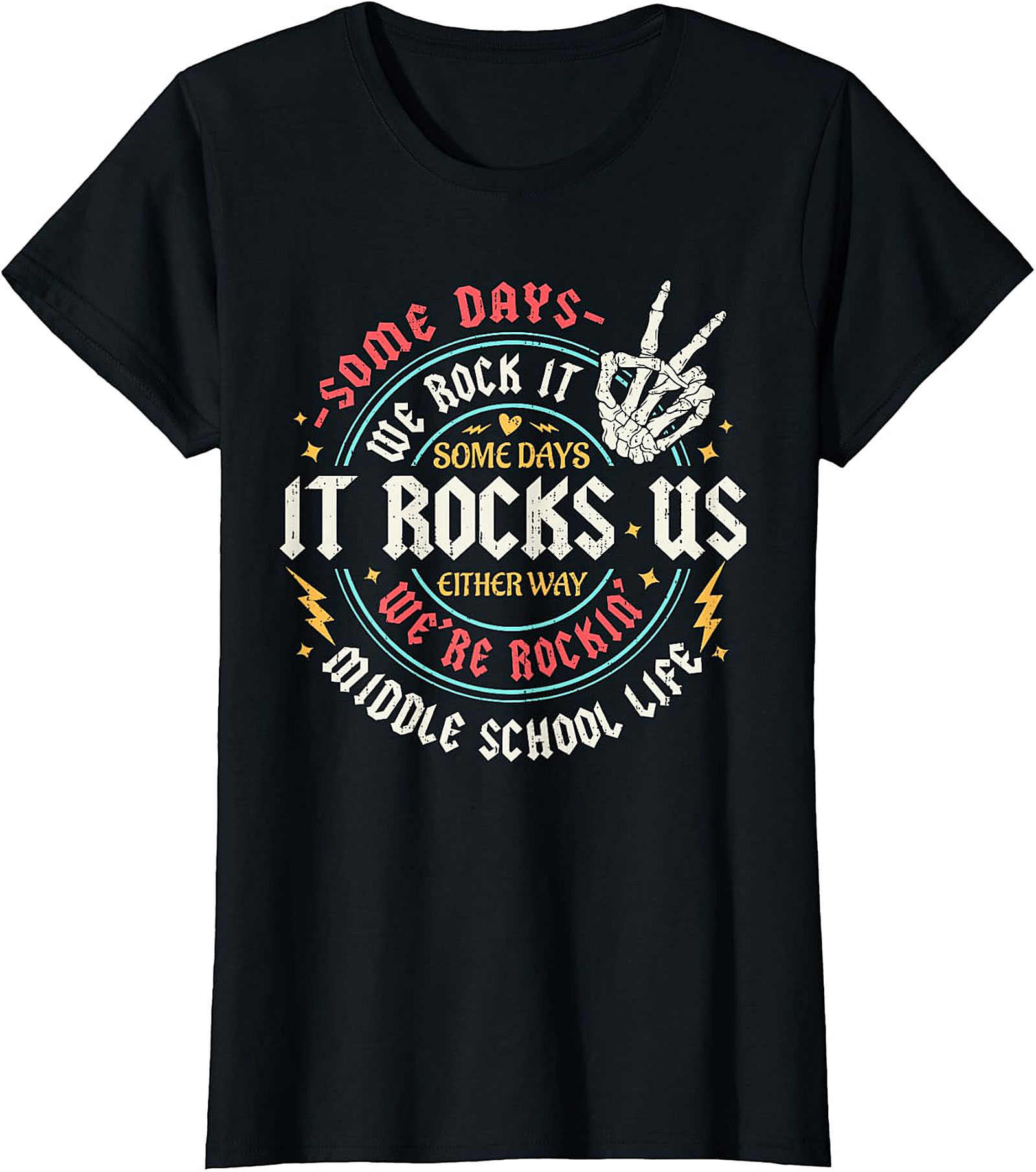 Middle School Life Rockin' Tee | Vintage Skeleton Hand