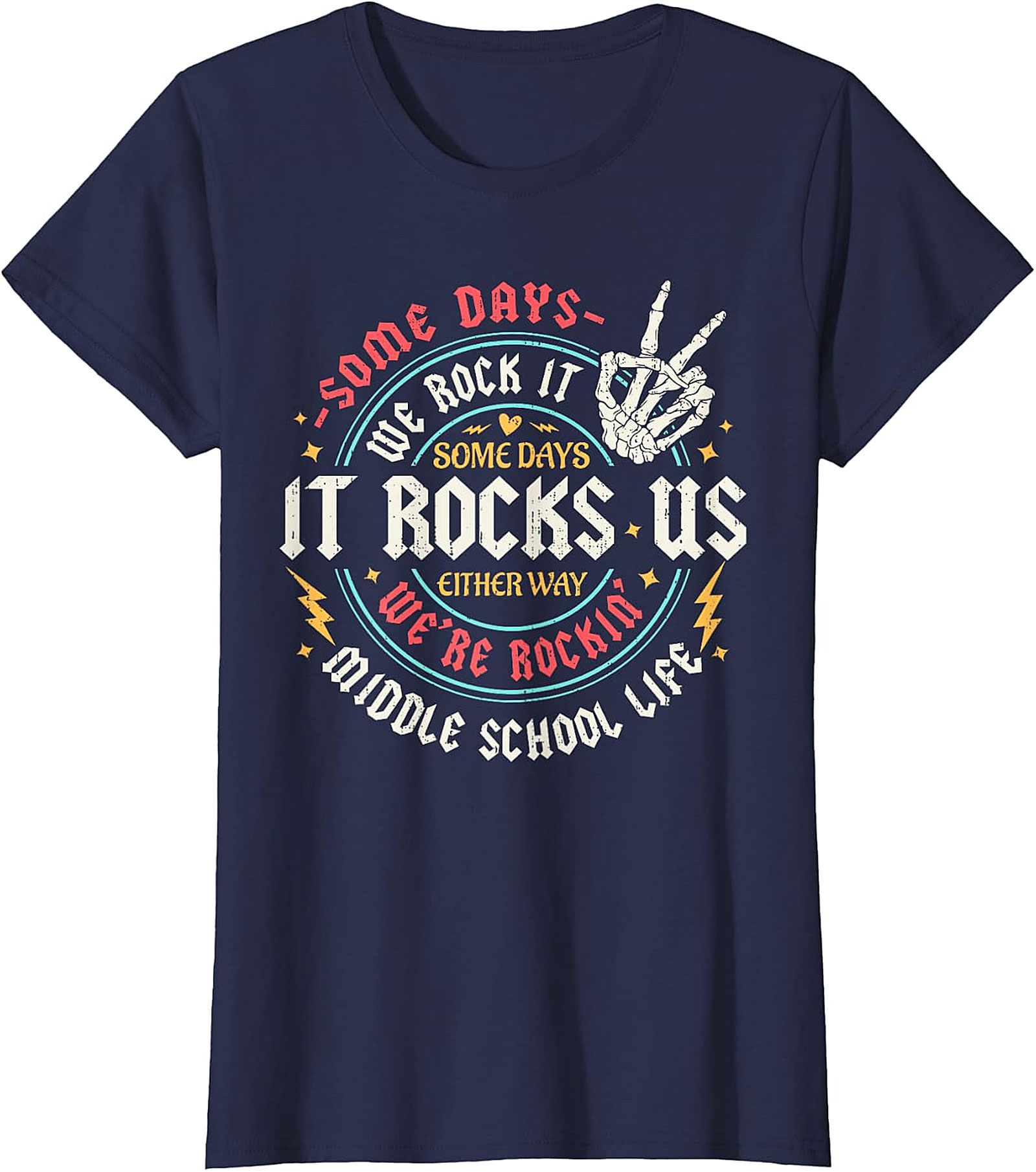 Middle School Life Rockin' Tee | Vintage Skeleton Hand