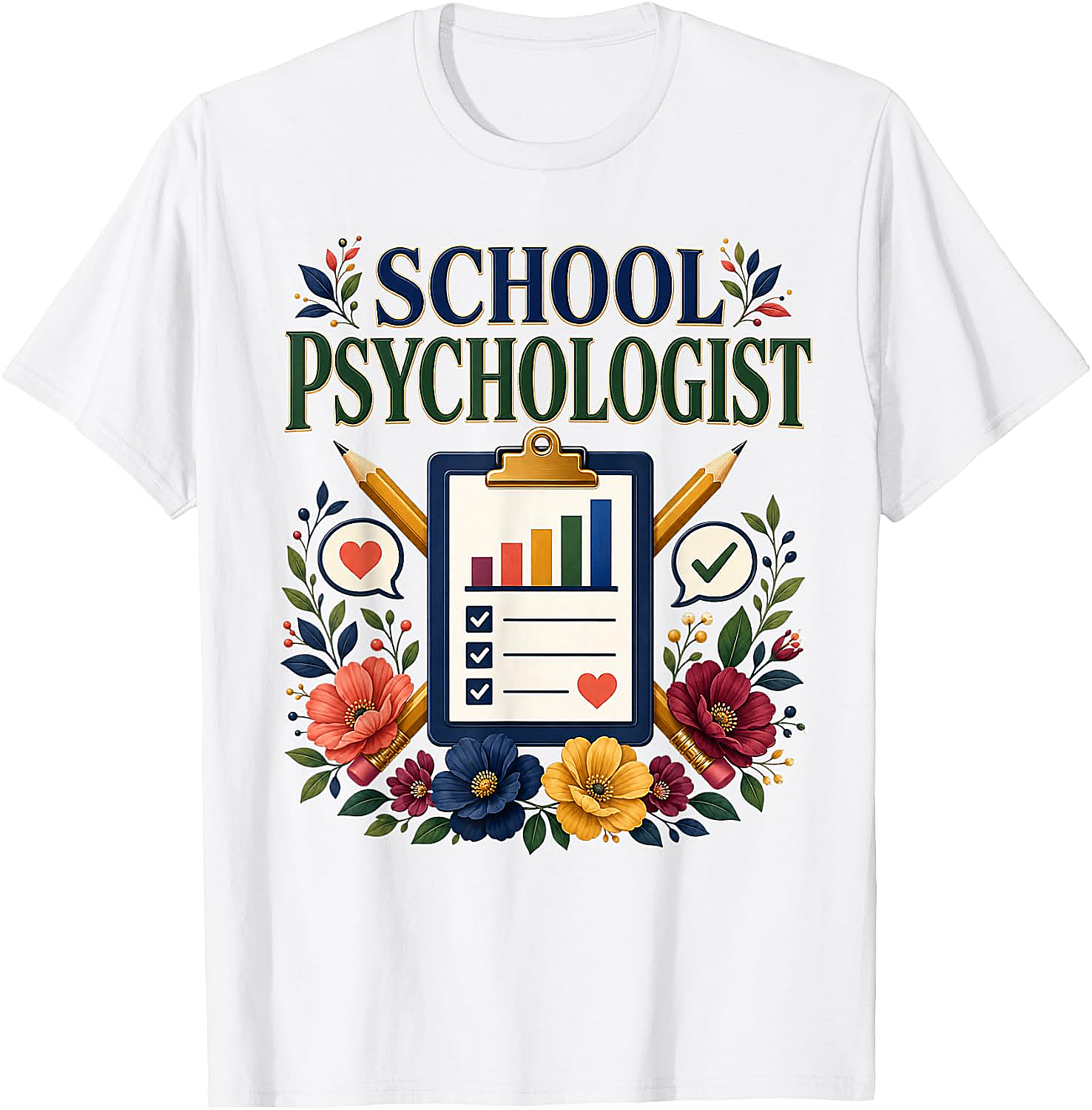 School Psychologist Floral T-Shirt - Student Support Tee
