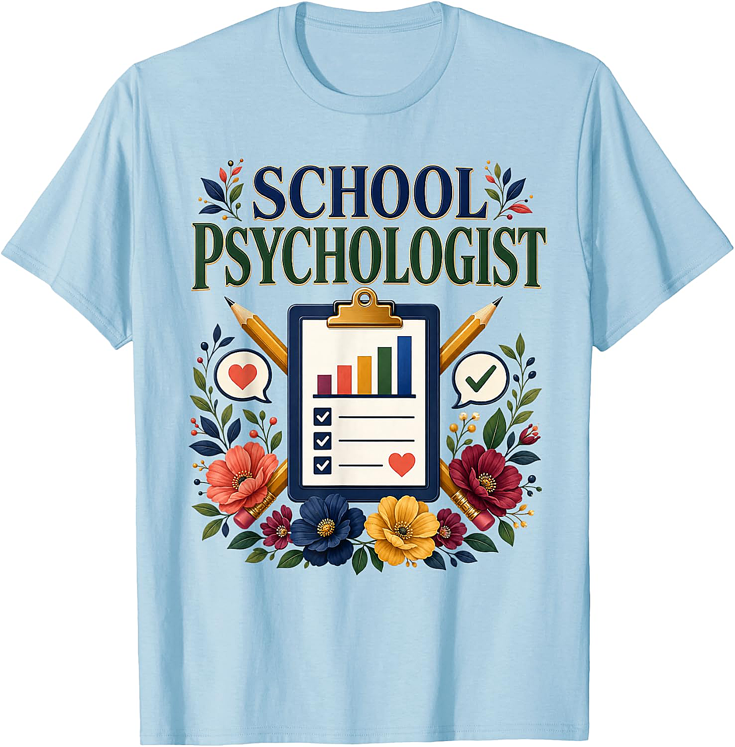 School Psychologist Floral T-Shirt - Student Support Tee