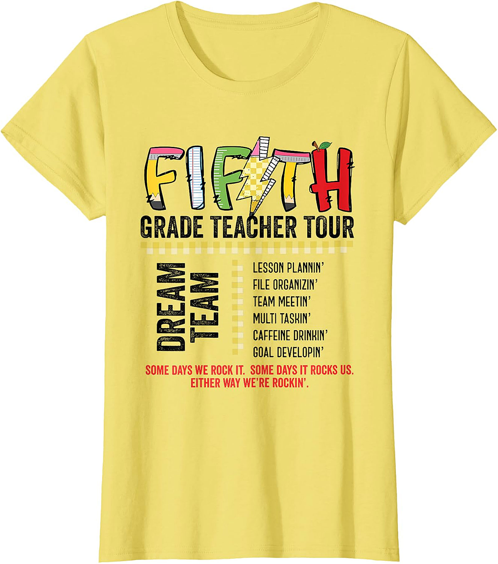 Fifth Grade Teacher Tour Dream Team T-Shirt | Educator Tee