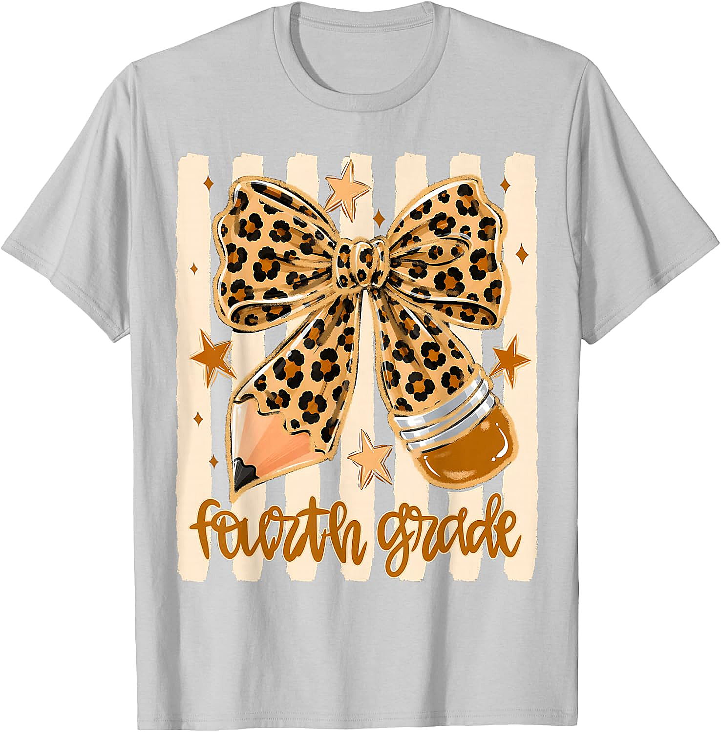 Leopard 4th Grade Bow Back to School Teachers T-Shirt