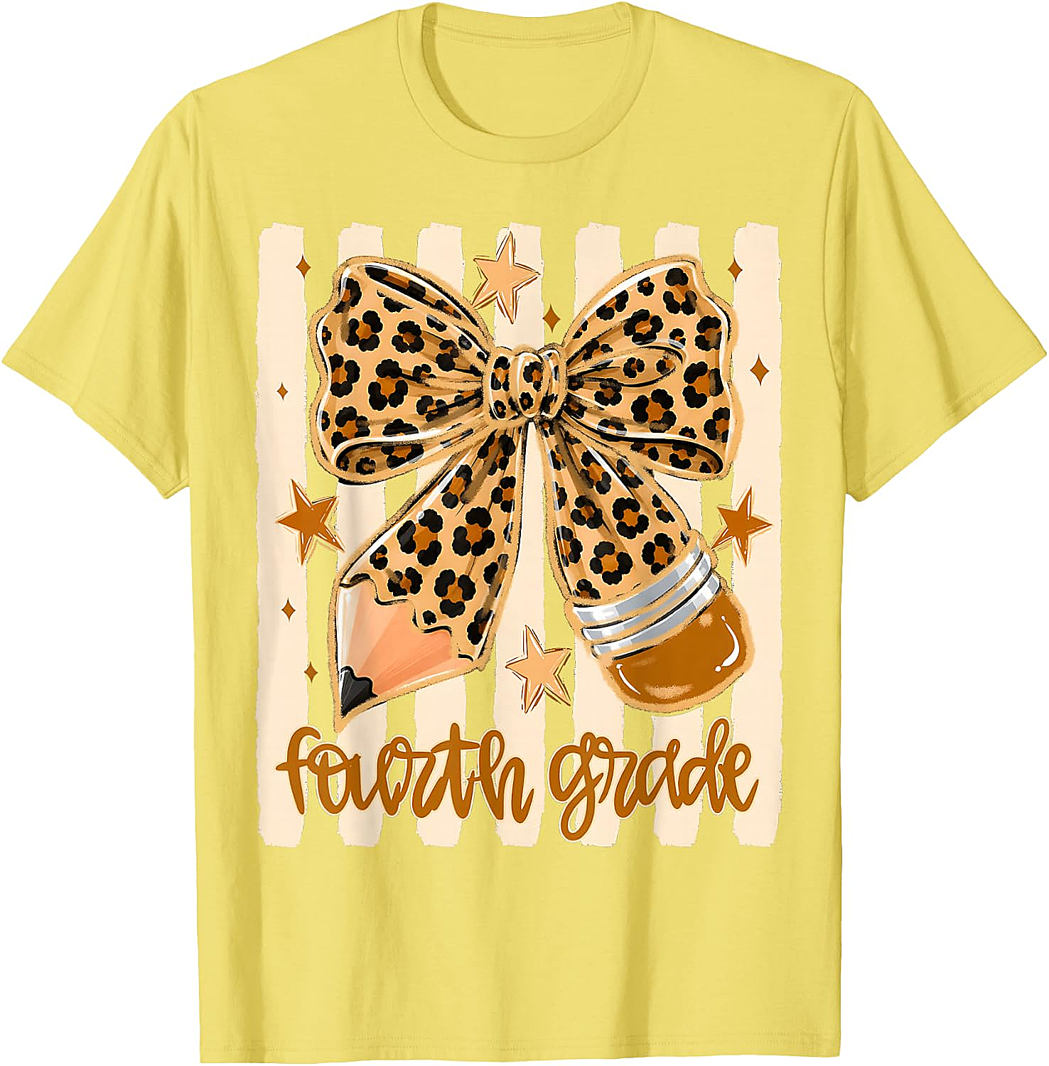 Leopard 4th Grade Bow Back to School Teachers T-Shirt