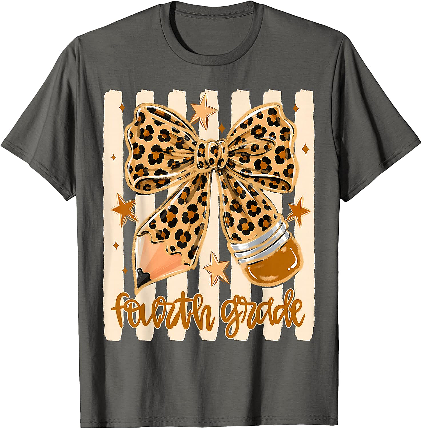 Leopard 4th Grade Bow Back to School Teachers T-Shirt