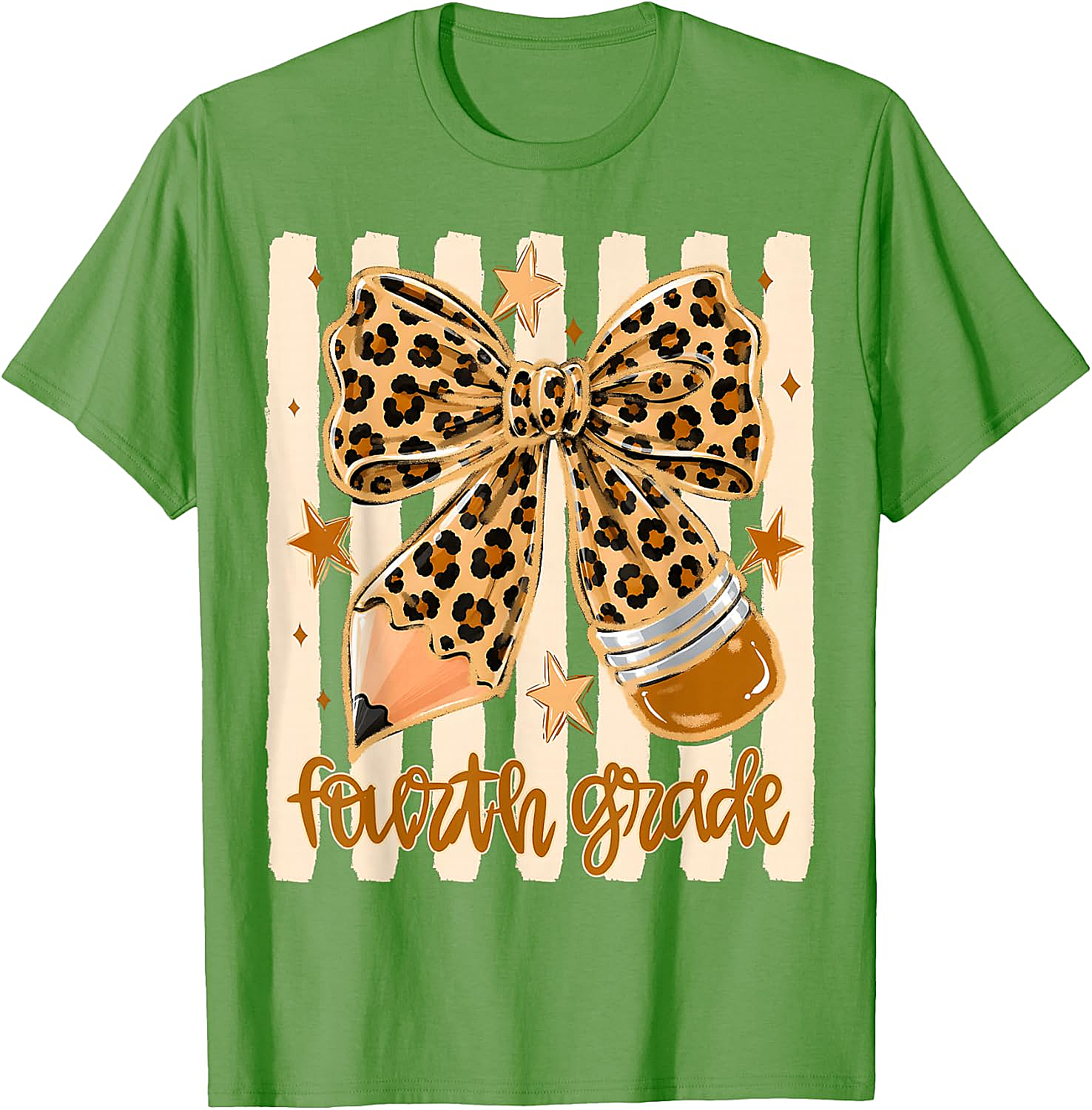Leopard 4th Grade Bow Back to School Teachers T-Shirt