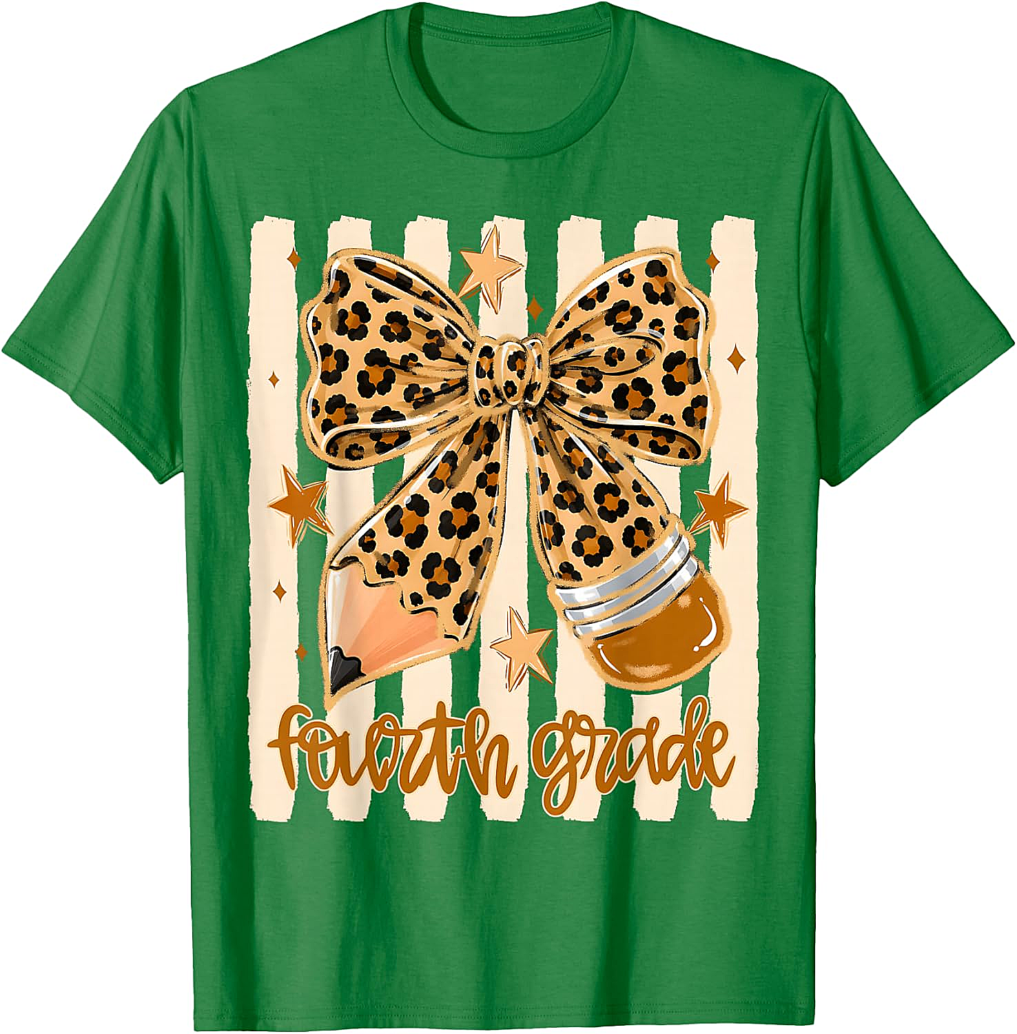 Leopard 4th Grade Bow Back to School Teachers T-Shirt