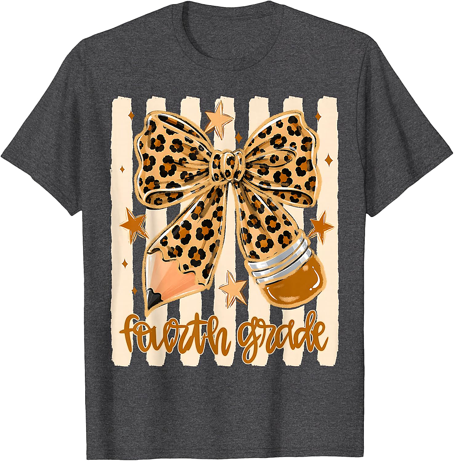 Leopard 4th Grade Bow Back to School Teachers T-Shirt