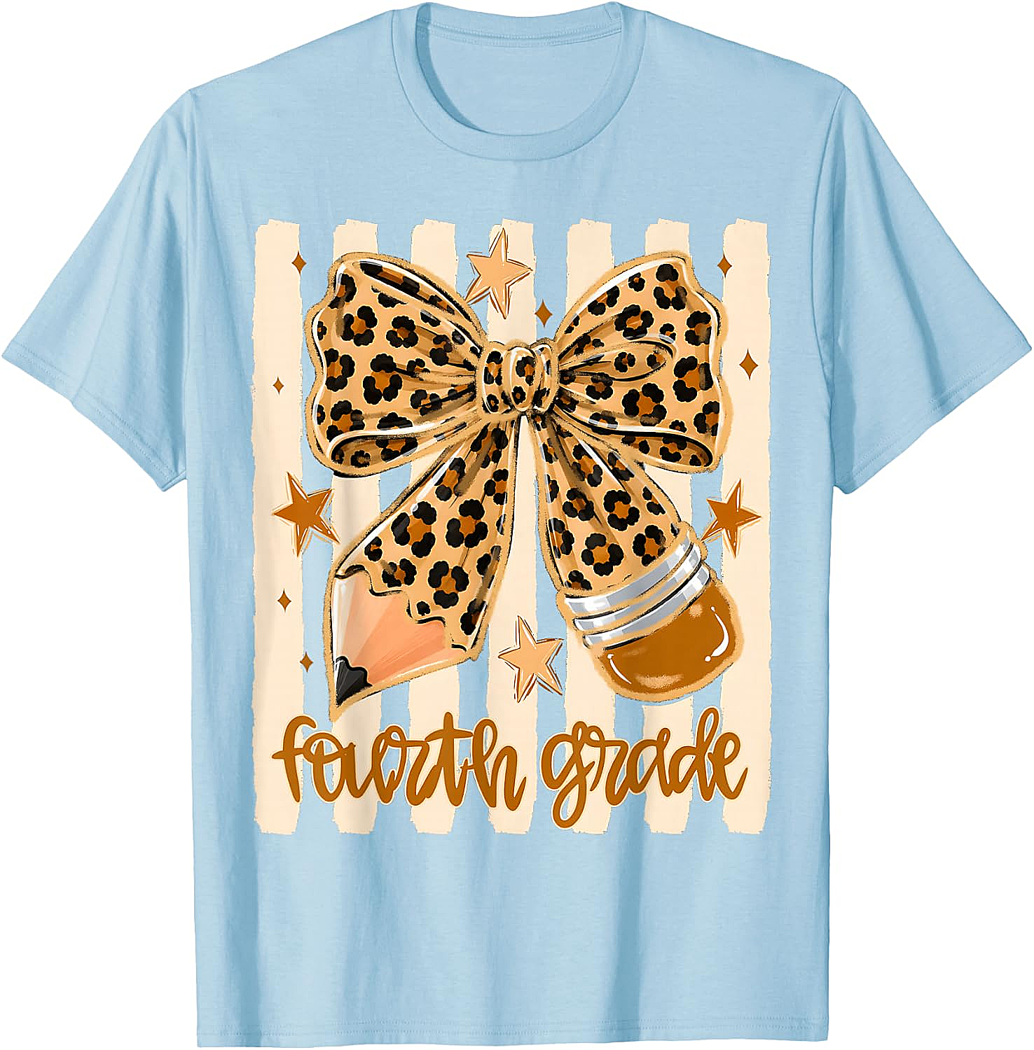 Leopard 4th Grade Bow Back to School Teachers T-Shirt