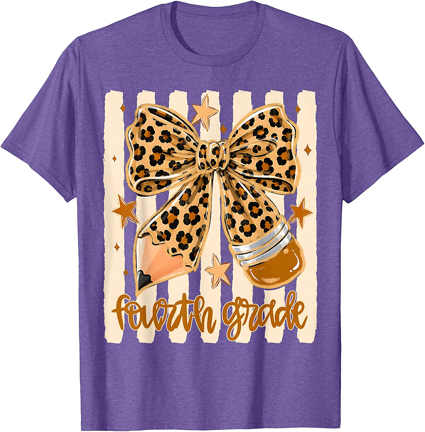 Leopard 4th Grade Bow Back to School Teachers T-Shirt