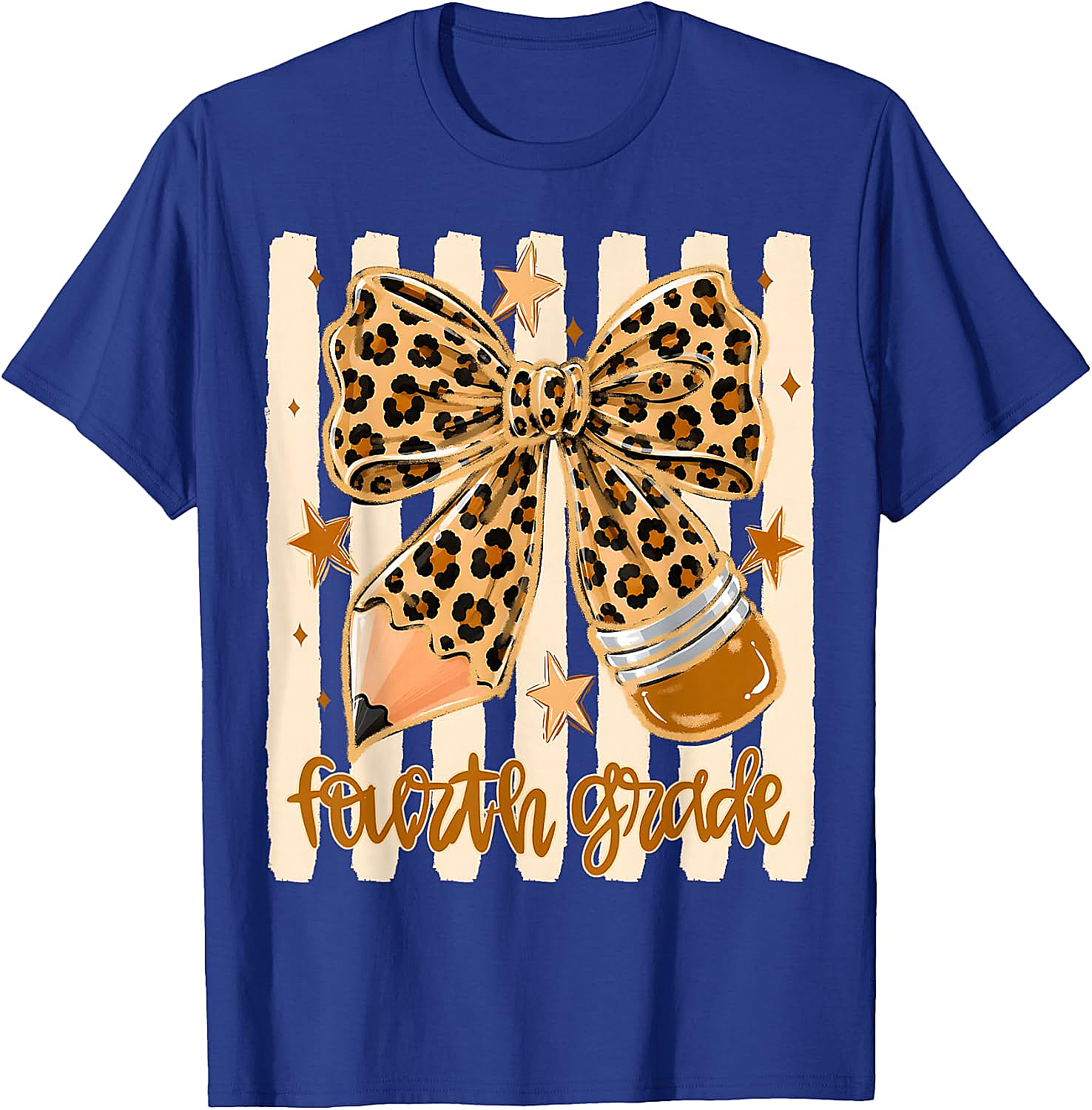 Leopard 4th Grade Bow Back to School Teachers T-Shirt