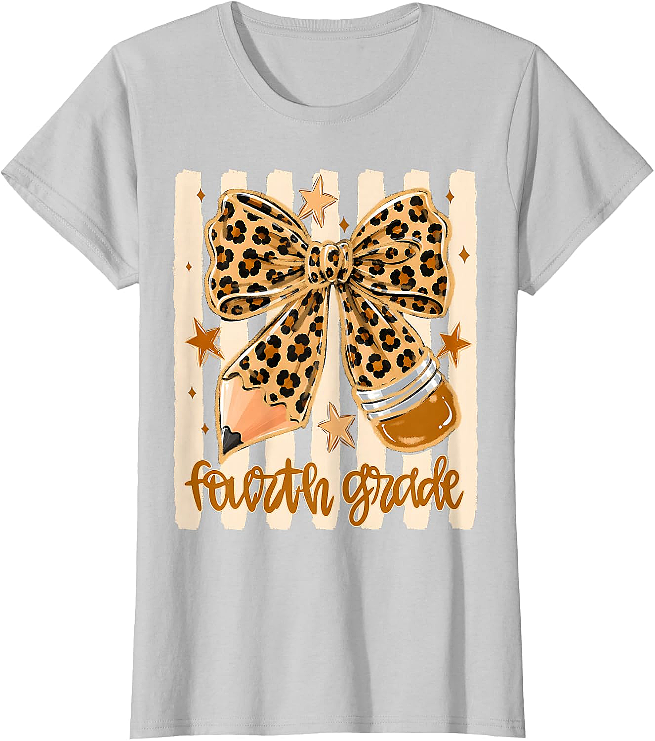Leopard 4th Grade Bow Back to School Teachers T-Shirt