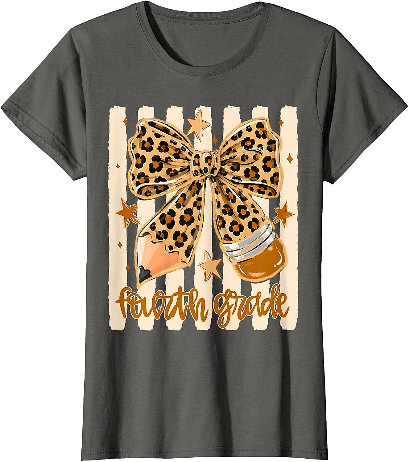 Leopard 4th Grade Bow Back to School Teachers T-Shirt