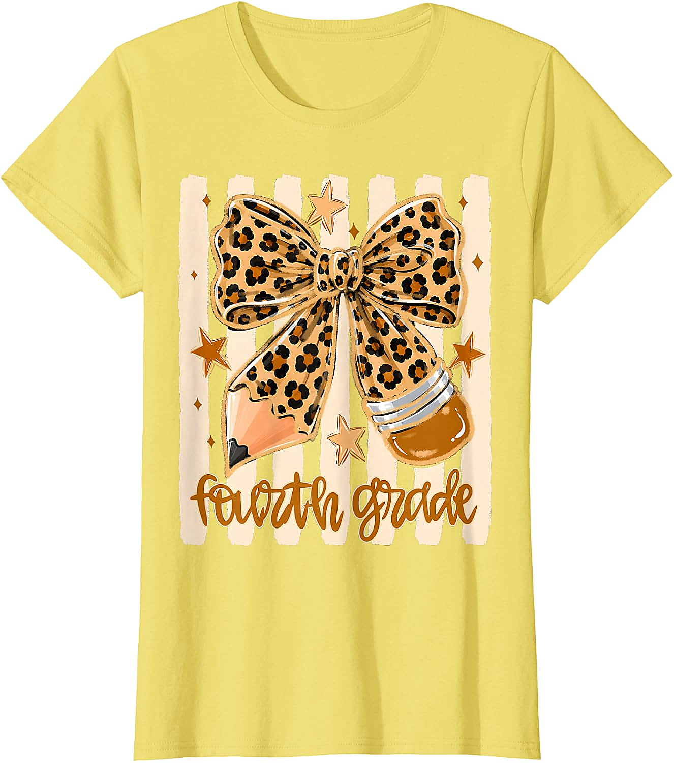 Leopard 4th Grade Bow Back to School Teachers T-Shirt