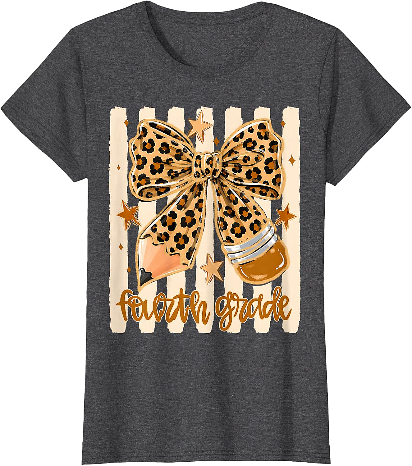 Leopard 4th Grade Bow Back to School Teachers T-Shirt