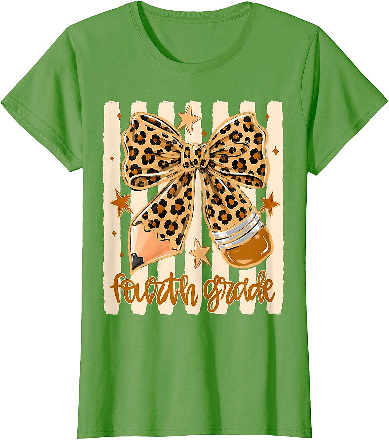 Leopard 4th Grade Bow Back to School Teachers T-Shirt