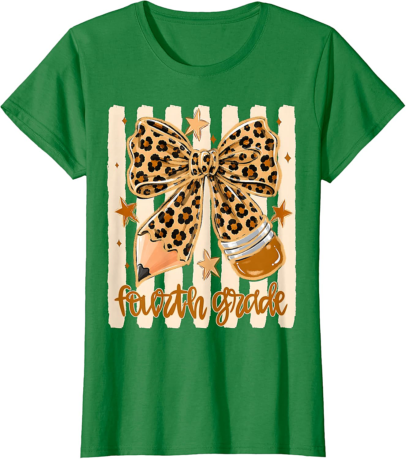 Leopard 4th Grade Bow Back to School Teachers T-Shirt