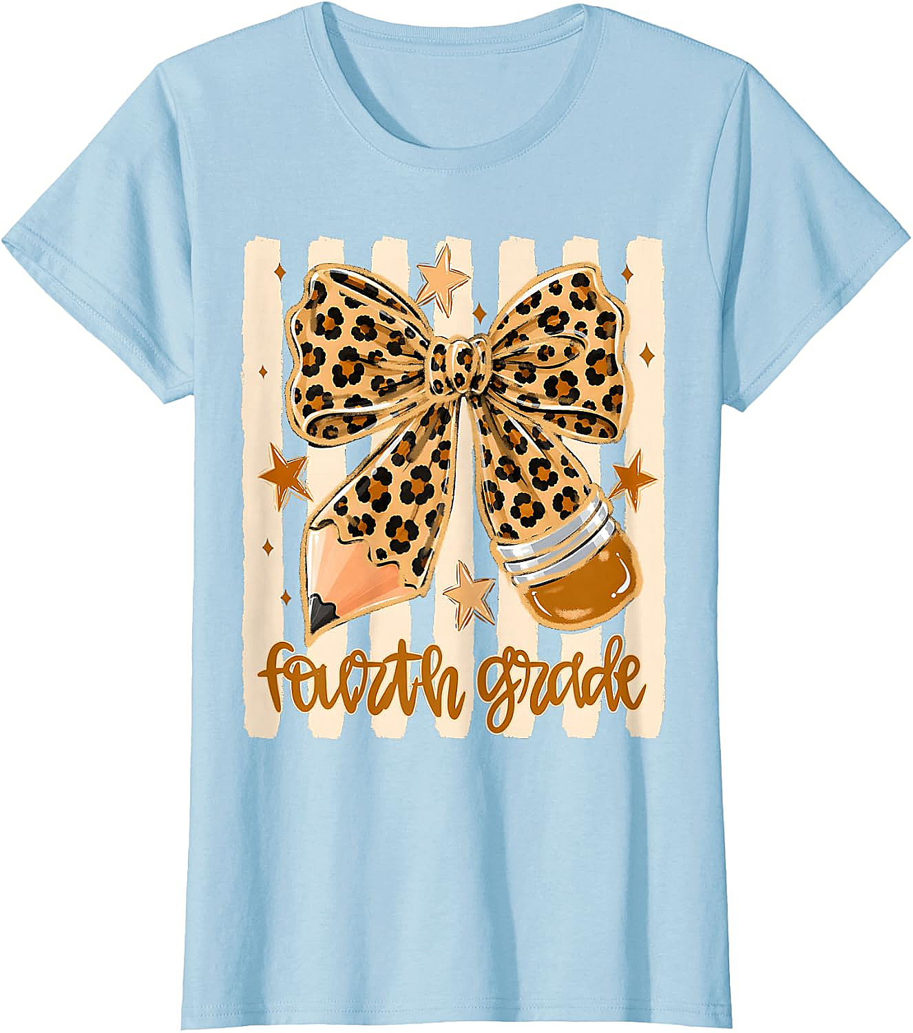 Leopard 4th Grade Bow Back to School Teachers T-Shirt