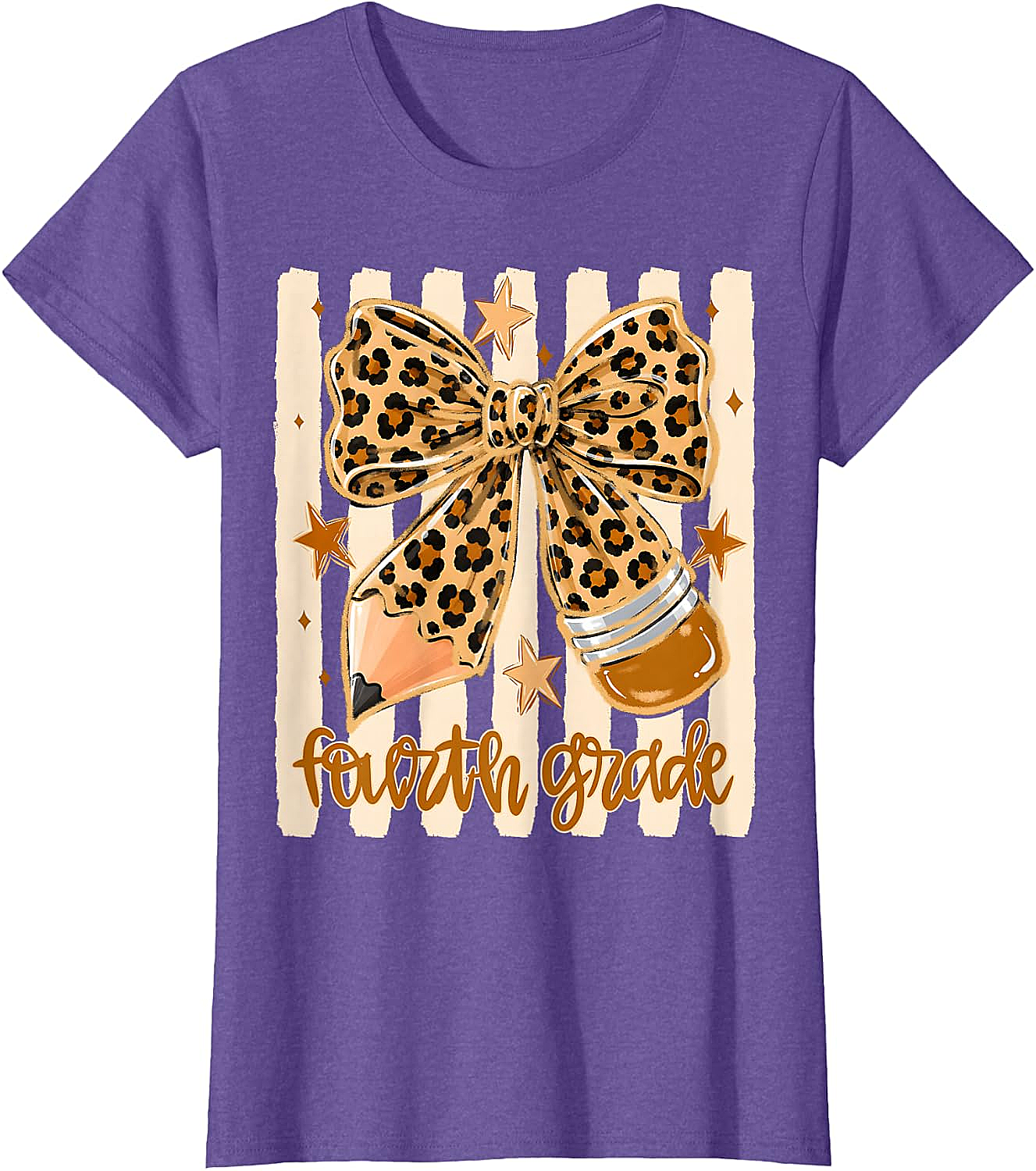 Leopard 4th Grade Bow Back to School Teachers T-Shirt