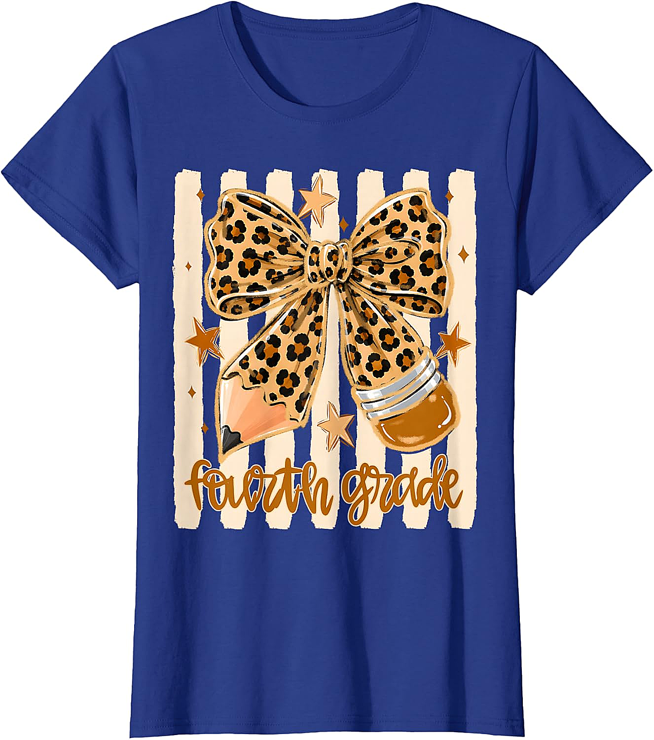 Leopard 4th Grade Bow Back to School Teachers T-Shirt