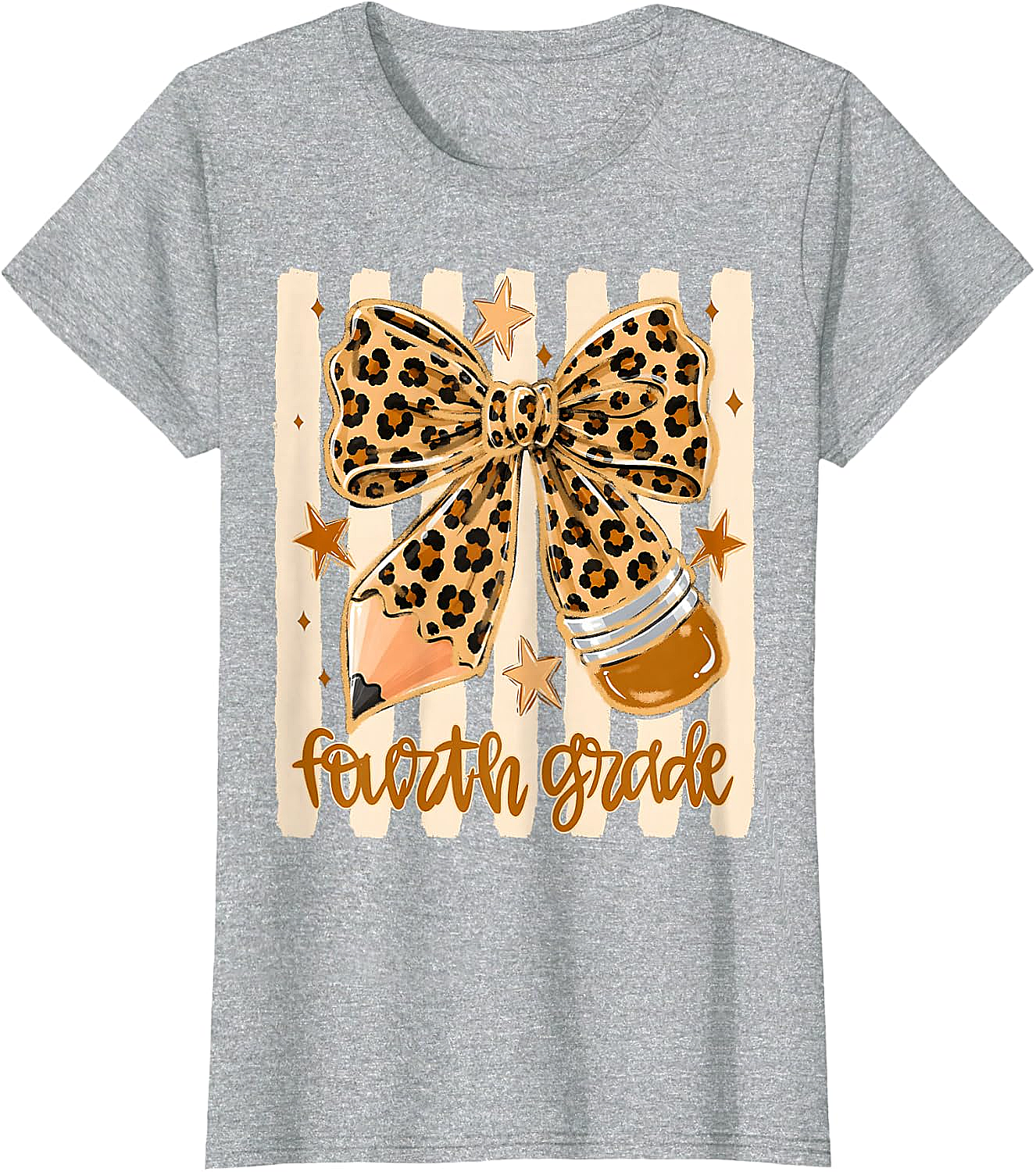 Leopard 4th Grade Bow Back to School Teachers T-Shirt