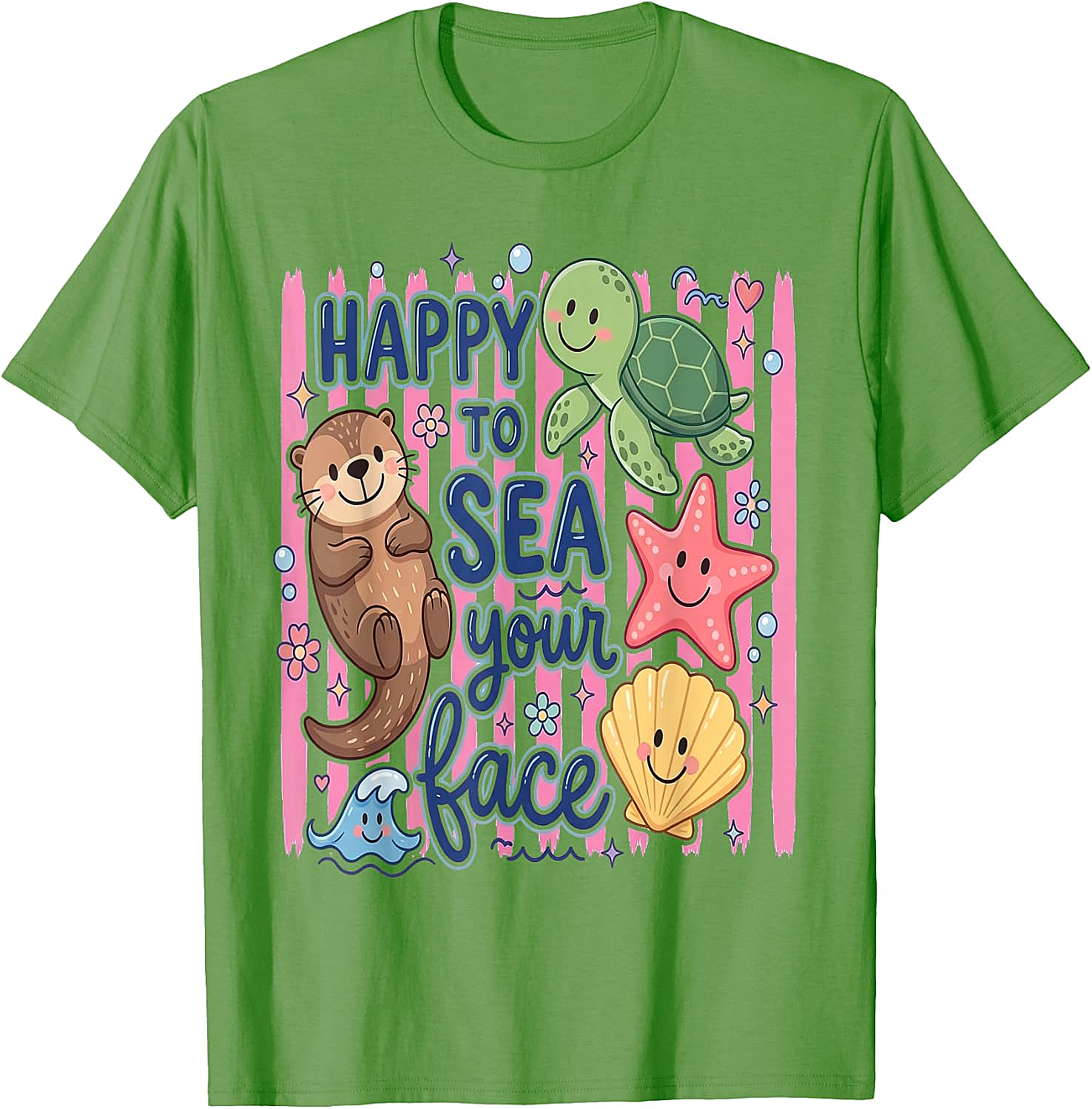  Happy to Sea Your Face T-Shirt Cute Otter & Turtle Tee