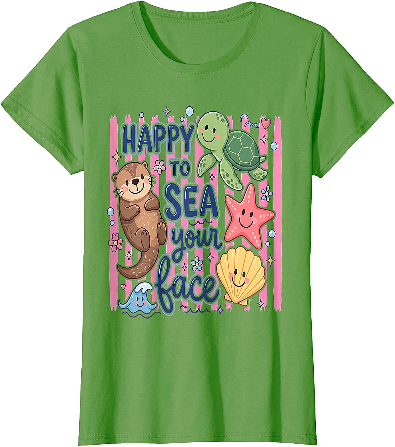  Happy to Sea Your Face T-Shirt Cute Otter & Turtle Tee
