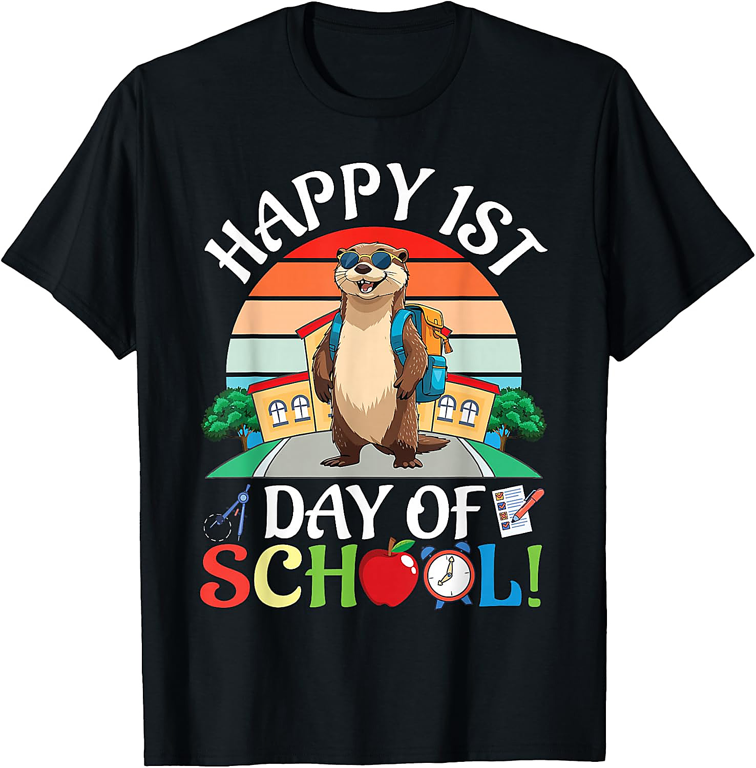 Happy 1st Day of School Otter T-Shirt | Funny Kids Tee