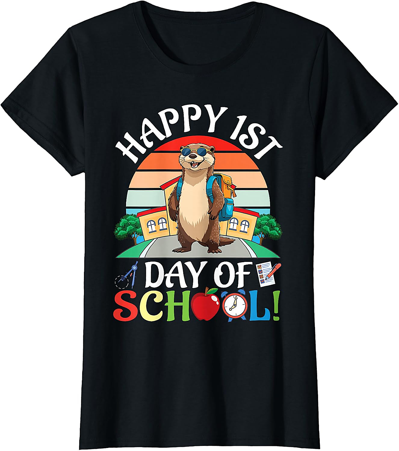 Happy 1st Day of School Otter T-Shirt | Funny Kids Tee