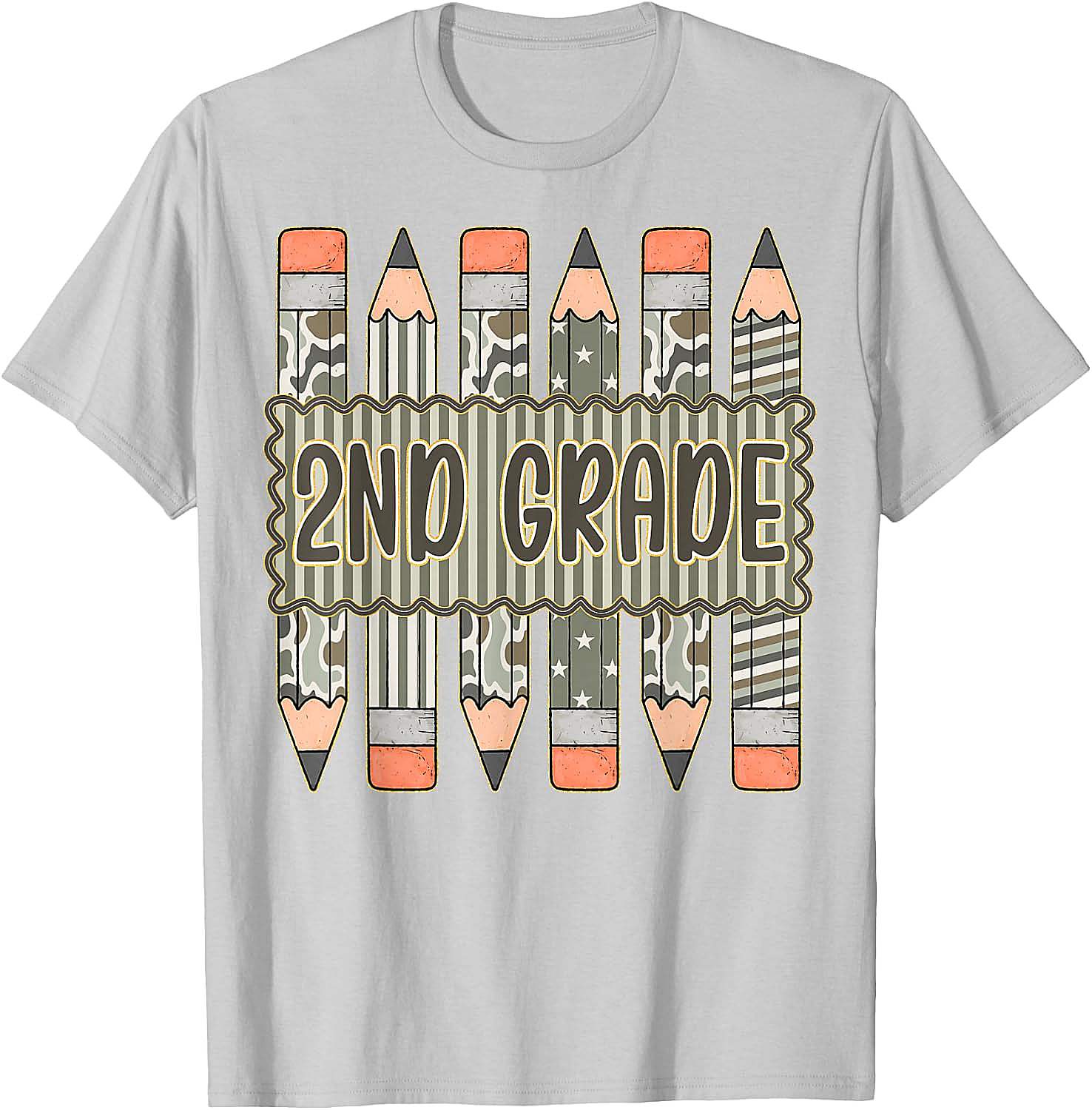 2nd Grade Camo Pencil T-Shirt Back to School Tee