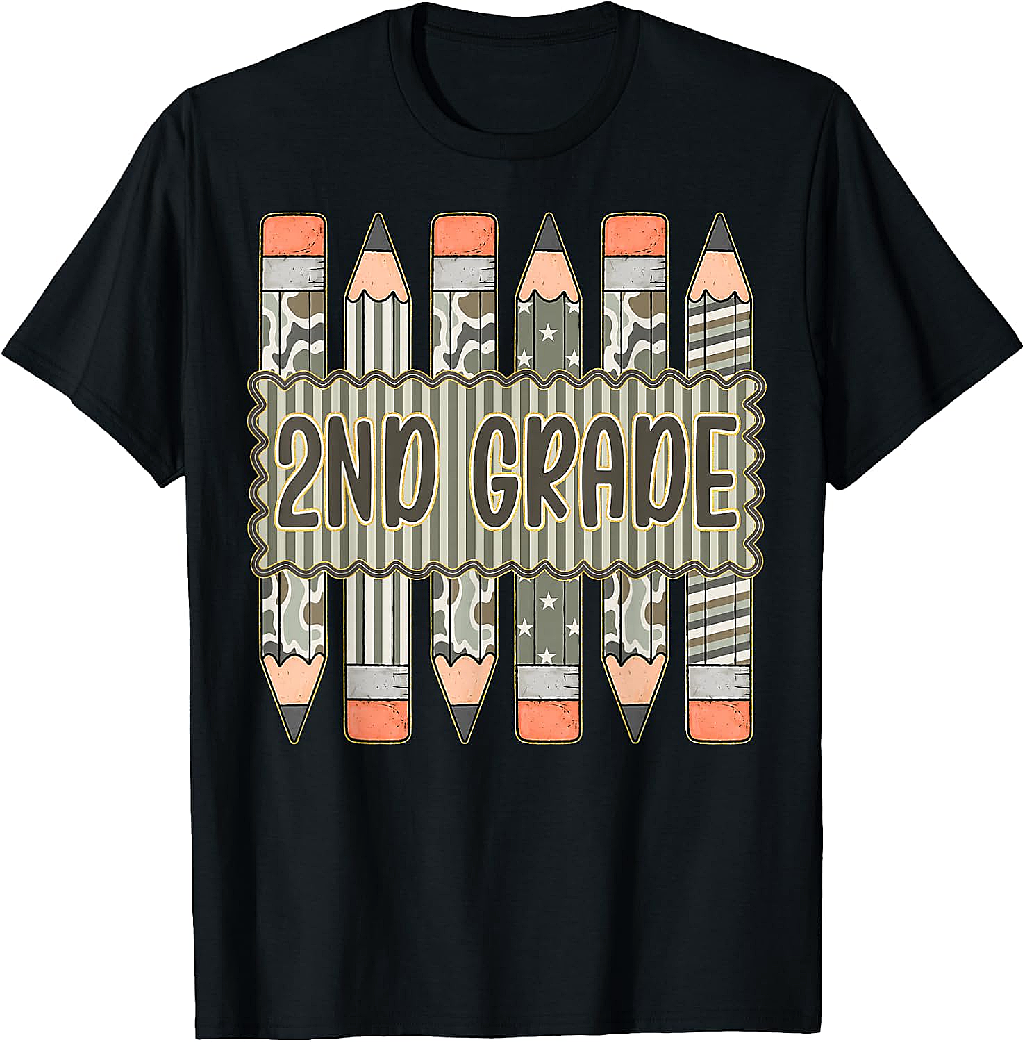 2nd Grade Camo Pencil T-Shirt Back to School Tee