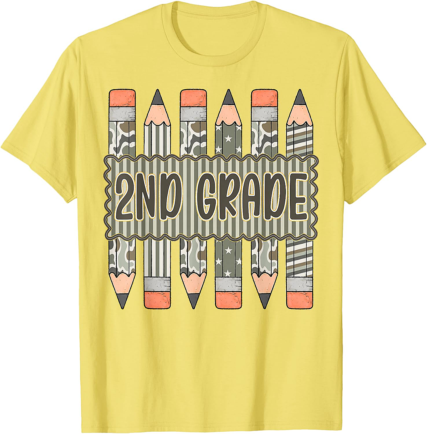 2nd Grade Camo Pencil T-Shirt Back to School Tee